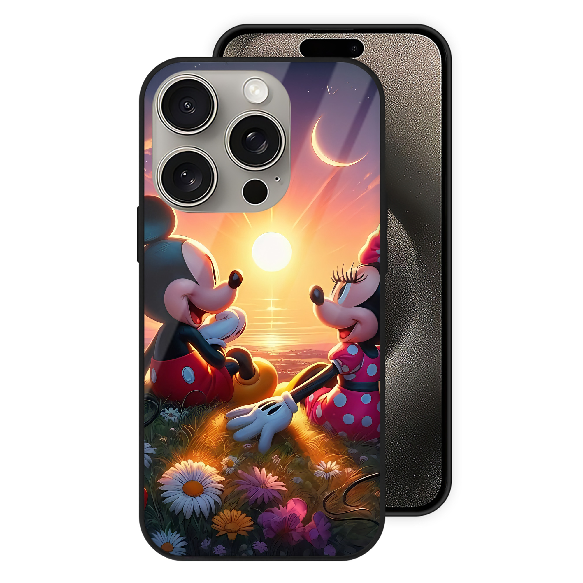 （画像用） ミッキーマウス Mickey Mouse 【iPhone15Pro対応】スマホケース 耐衝撃＆黄変防止 背面ガラス