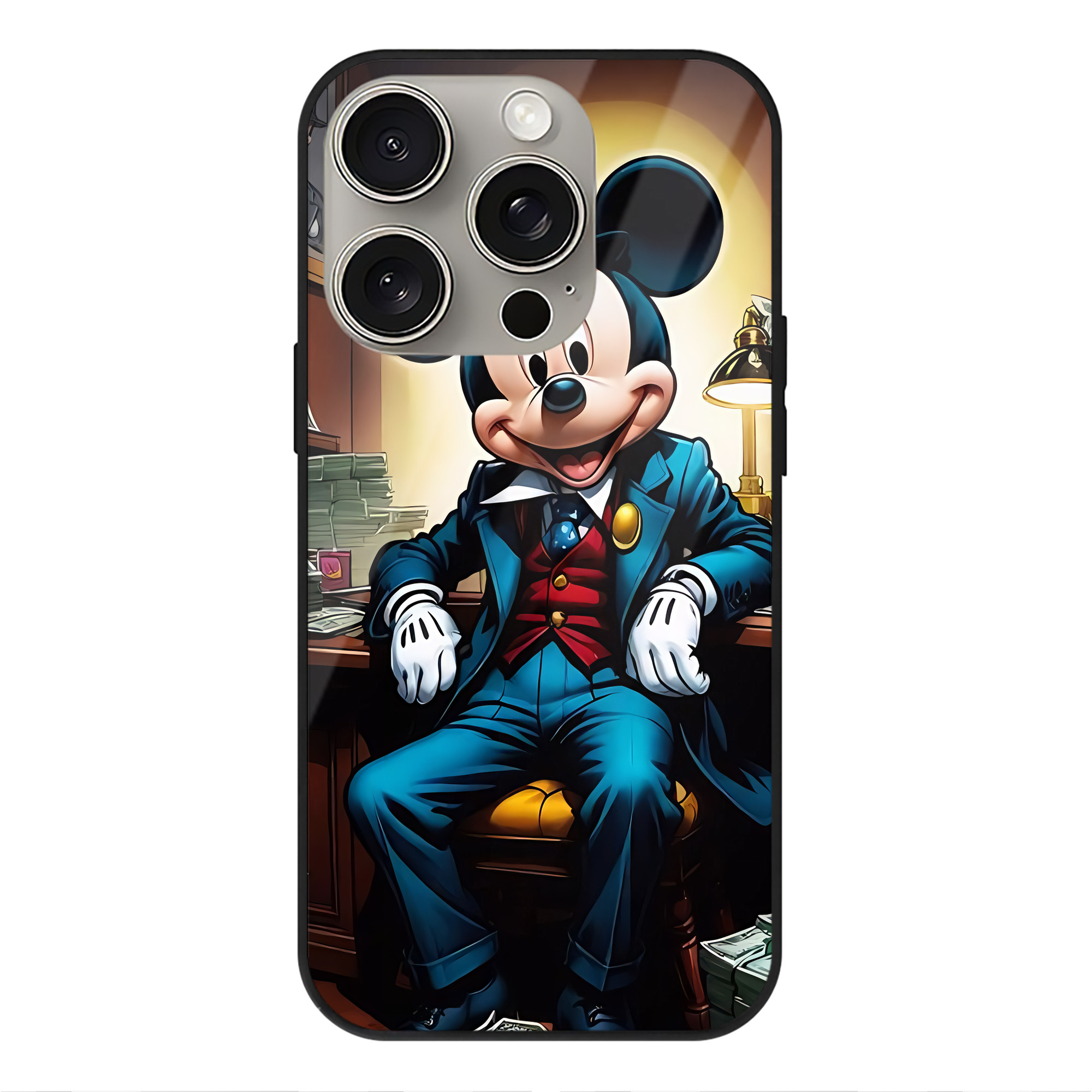 （画像用） ミッキーマウス Mickey Mouse 【iPhone15Pro対応】スマホケース 耐衝撃＆黄変防止 背面ガラス