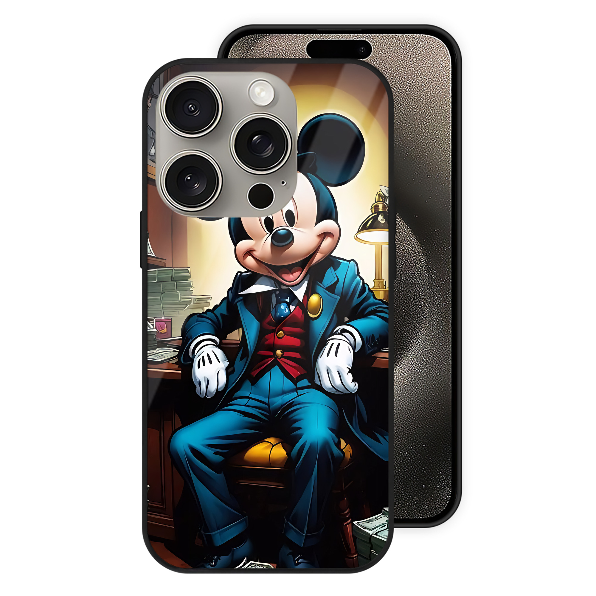 （画像用） ミッキーマウス Mickey Mouse 【iPhone15Pro対応】スマホケース 耐衝撃＆黄変防止 背面ガラス
