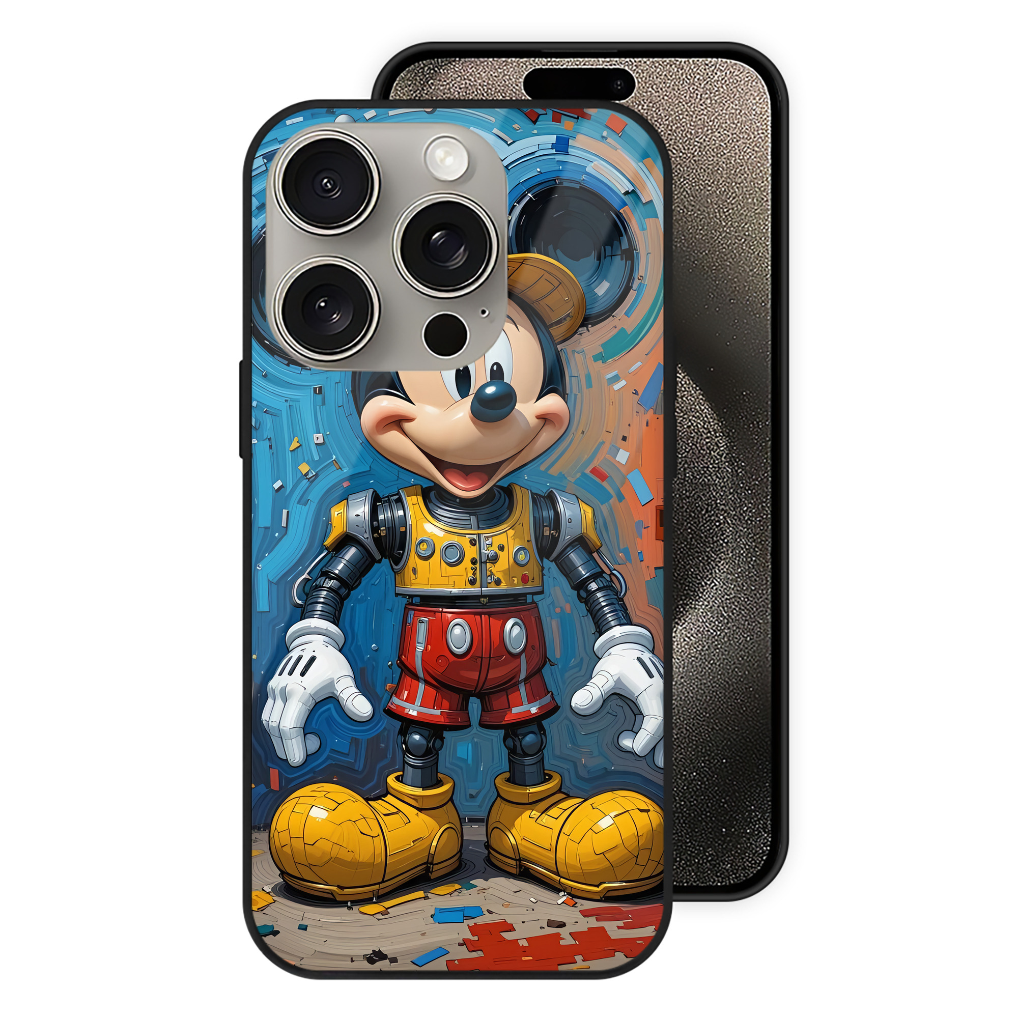 （画像用） ミッキーマウス Mickey Mouse 【iPhone15Pro対応】スマホケース 耐衝撃＆黄変防止 背面ガラス