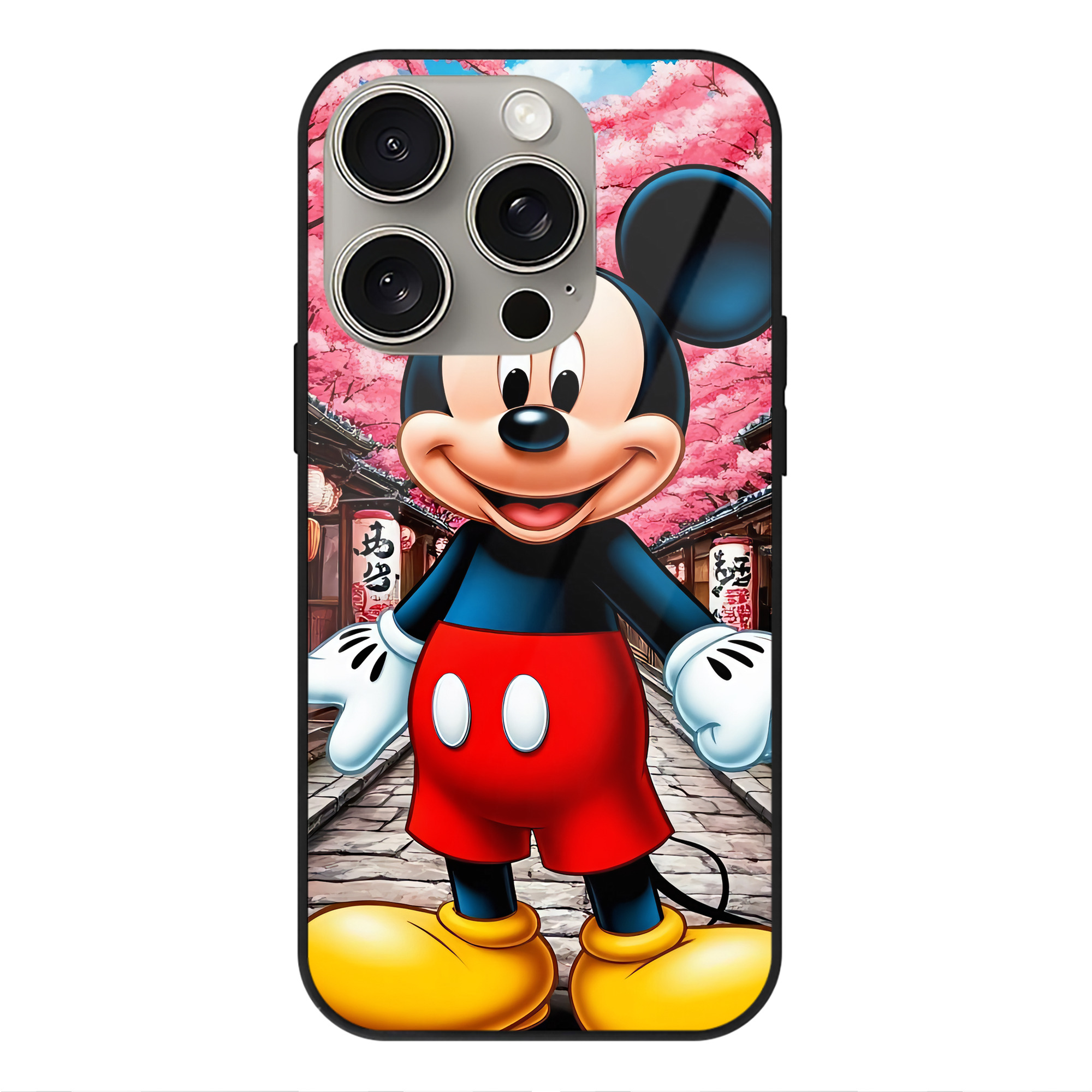 （画像用） ミッキーマウス Mickey Mouse 【iPhone15Pro対応】スマホケース 耐衝撃＆黄変防止 背面ガラス
