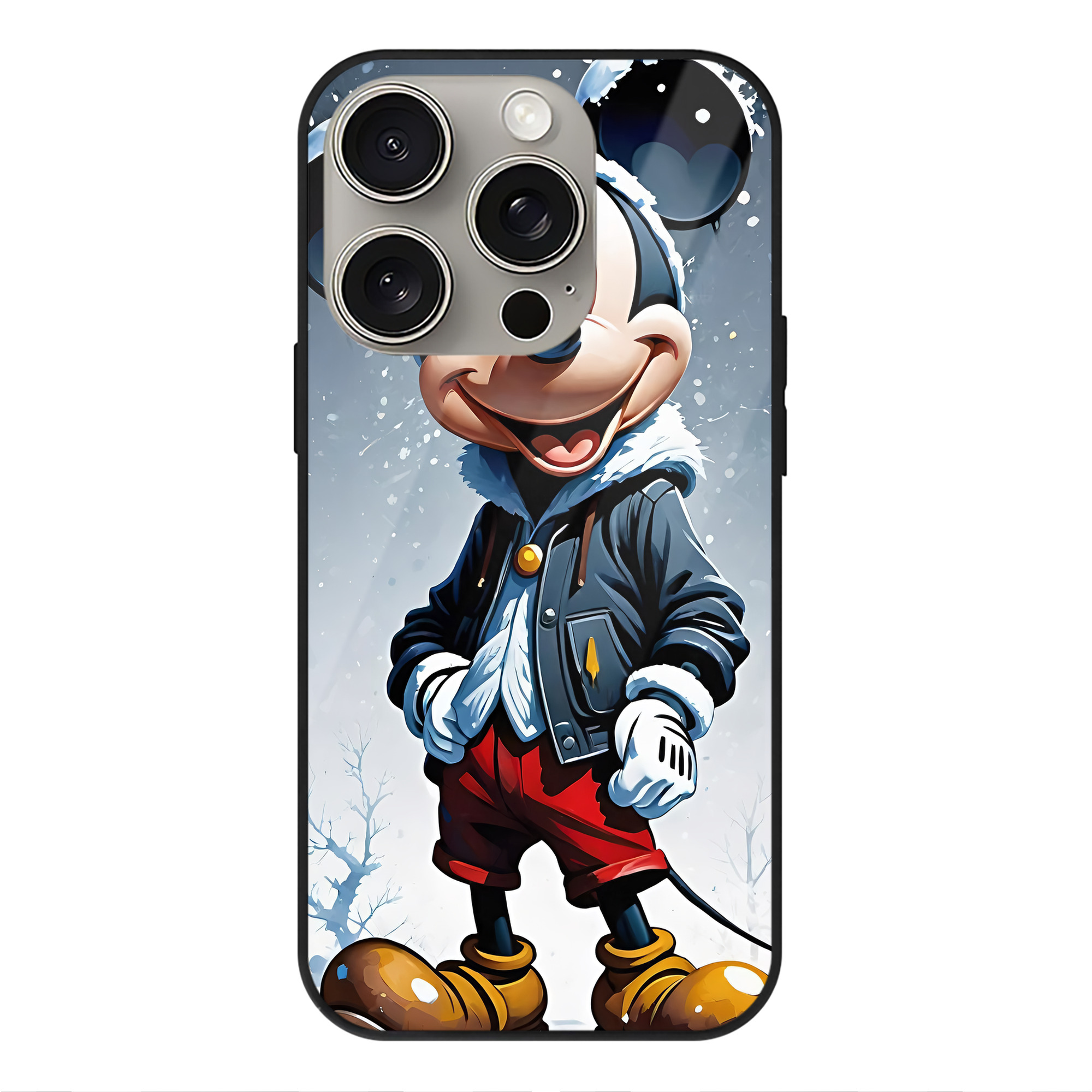 （画像用） ミッキーマウス Mickey Mouse 【iPhone15Pro対応】スマホケース 耐衝撃＆黄変防止 背面ガラス