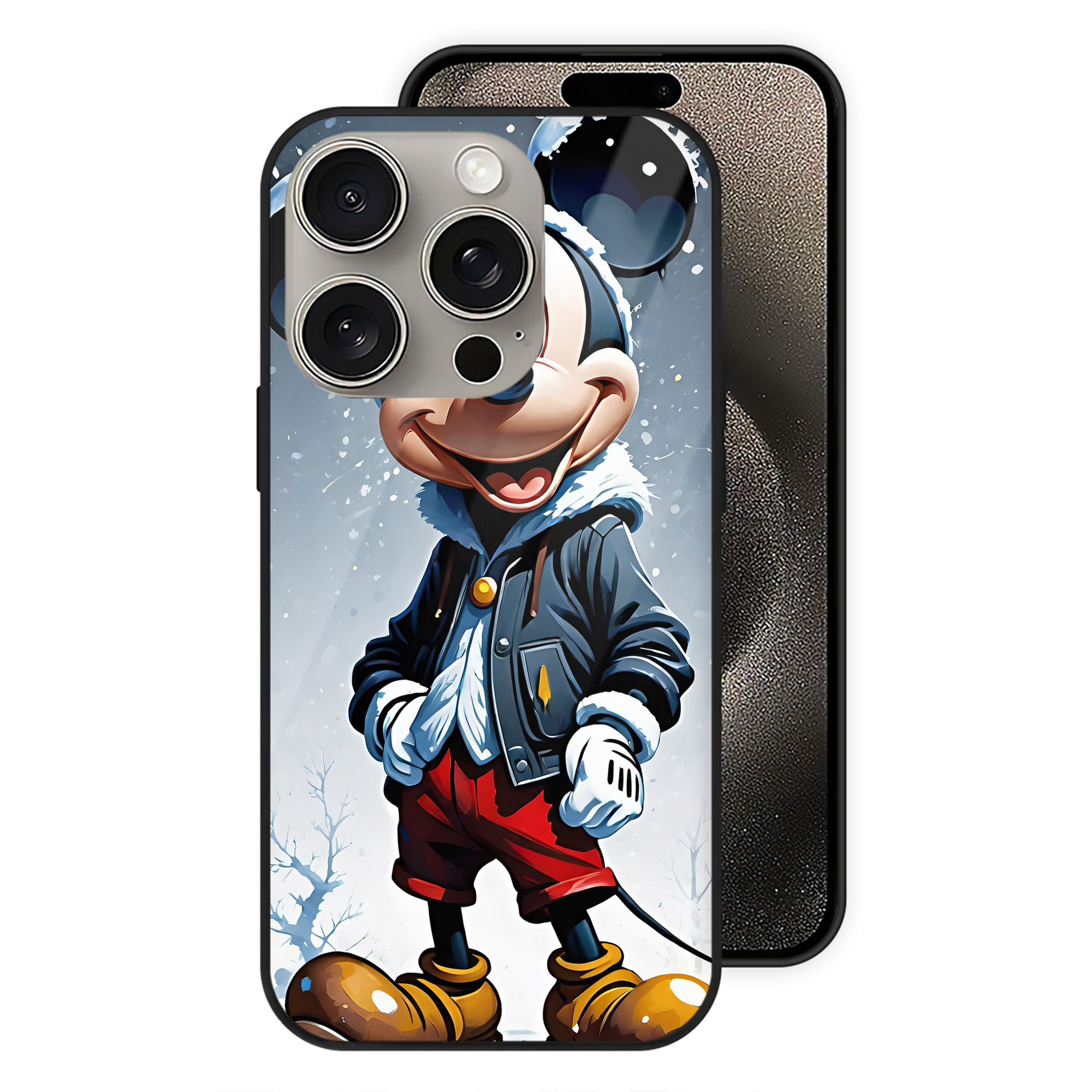 （画像用） ミッキーマウス Mickey Mouse 【iPhone15Pro対応】スマホケース 耐衝撃＆黄変防止 背面ガラス