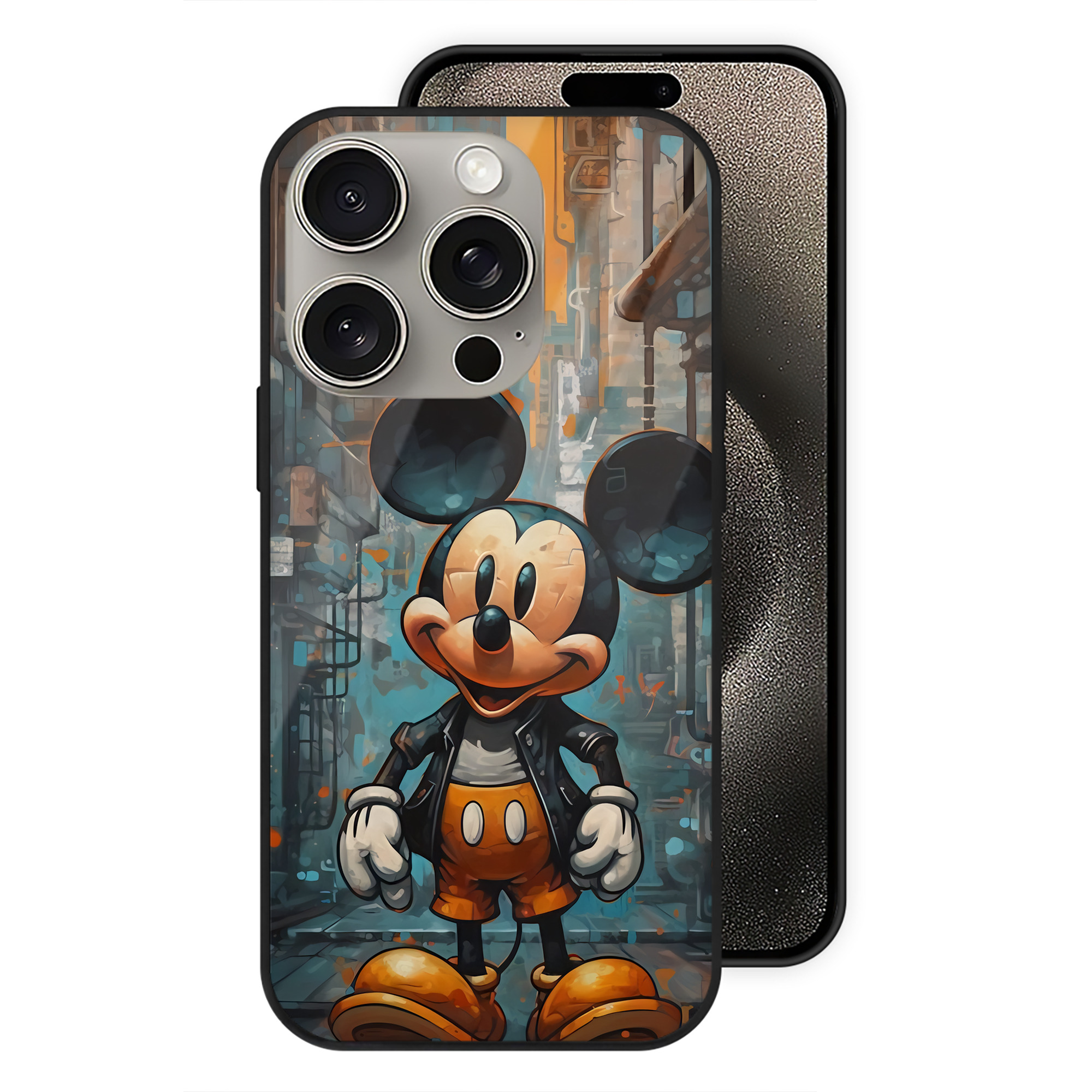 （画像用） ミッキーマウス Mickey Mouse 【iPhone15Pro対応】スマホケース 耐衝撃＆黄変防止 背面ガラス