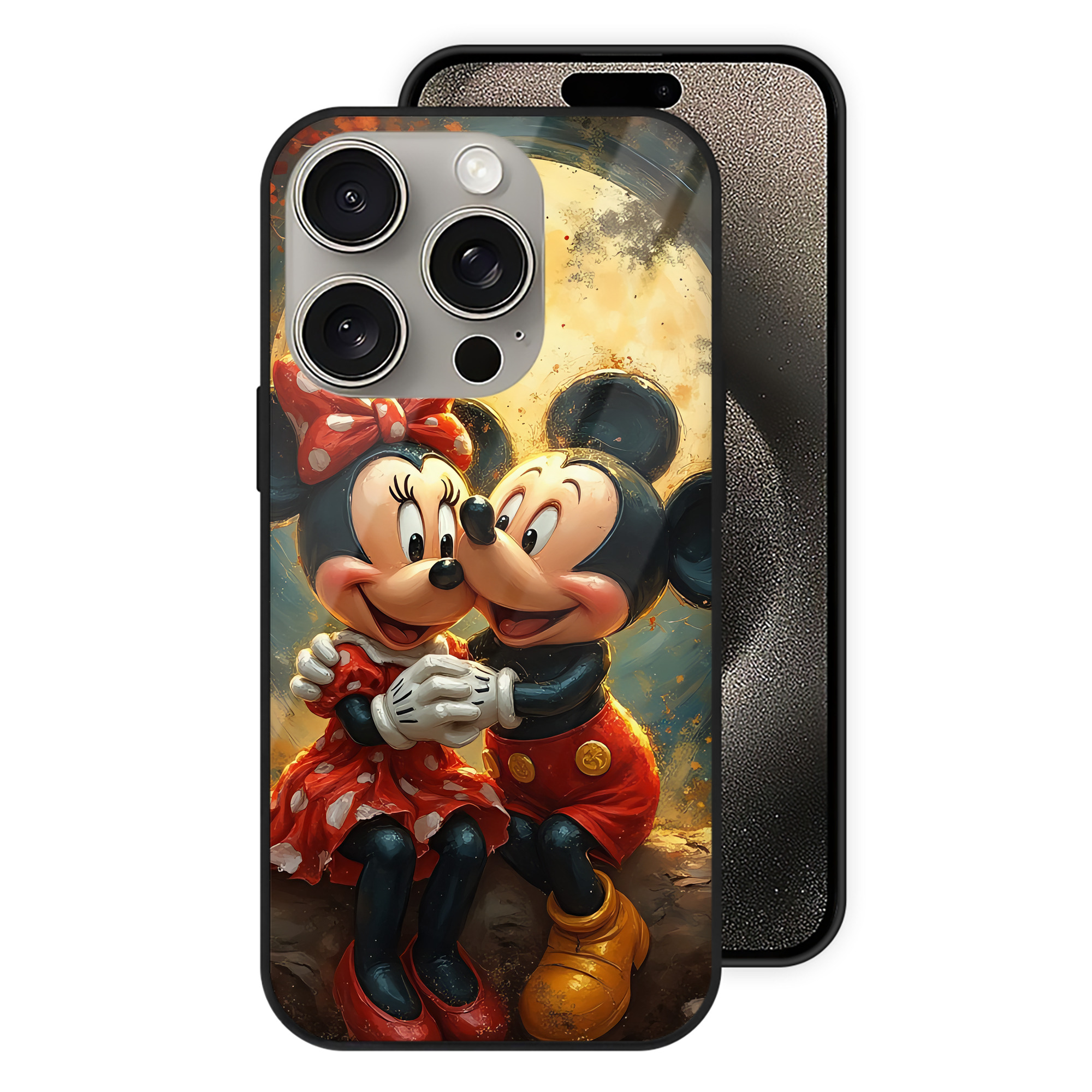 （画像用） ミッキーマウス Mickey Mouse 【iPhone15Pro対応】スマホケース 耐衝撃＆黄変防止 背面ガラス