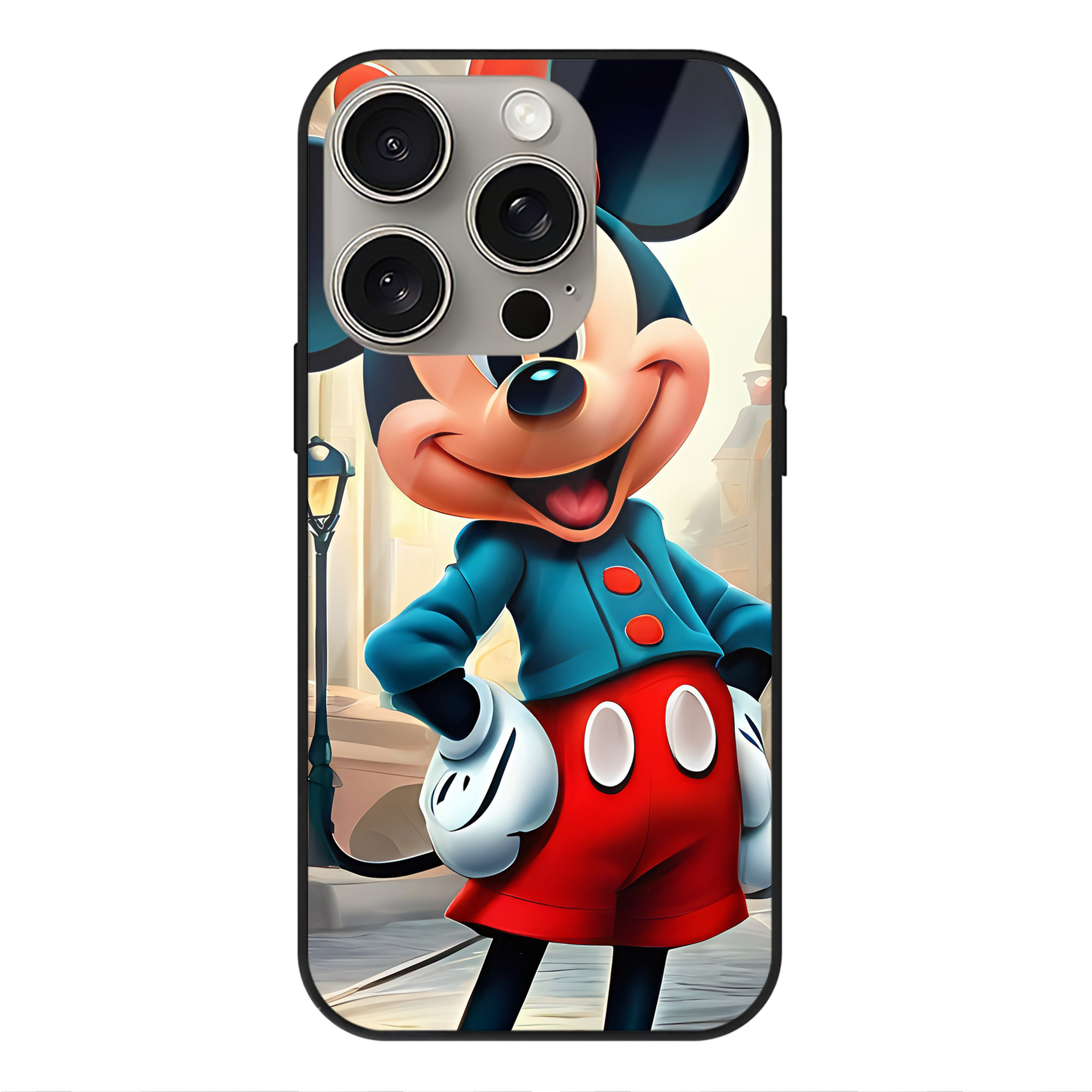 （画像用） ミッキーマウス Mickey Mouse 【iPhone15Pro対応】スマホケース 耐衝撃＆黄変防止 背面ガラス