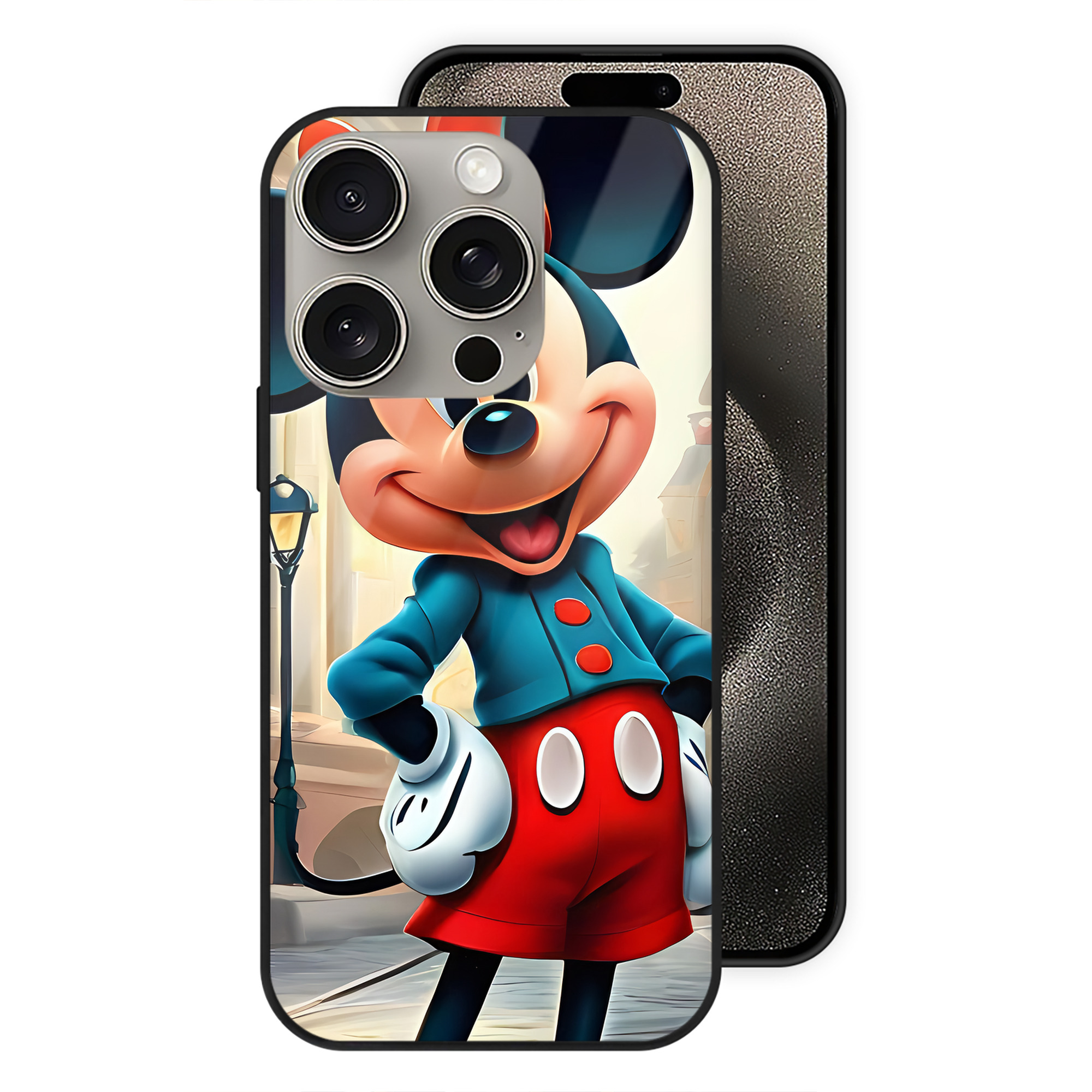 （画像用） ミッキーマウス Mickey Mouse 【iPhone15Pro対応】スマホケース 耐衝撃＆黄変防止 背面ガラス