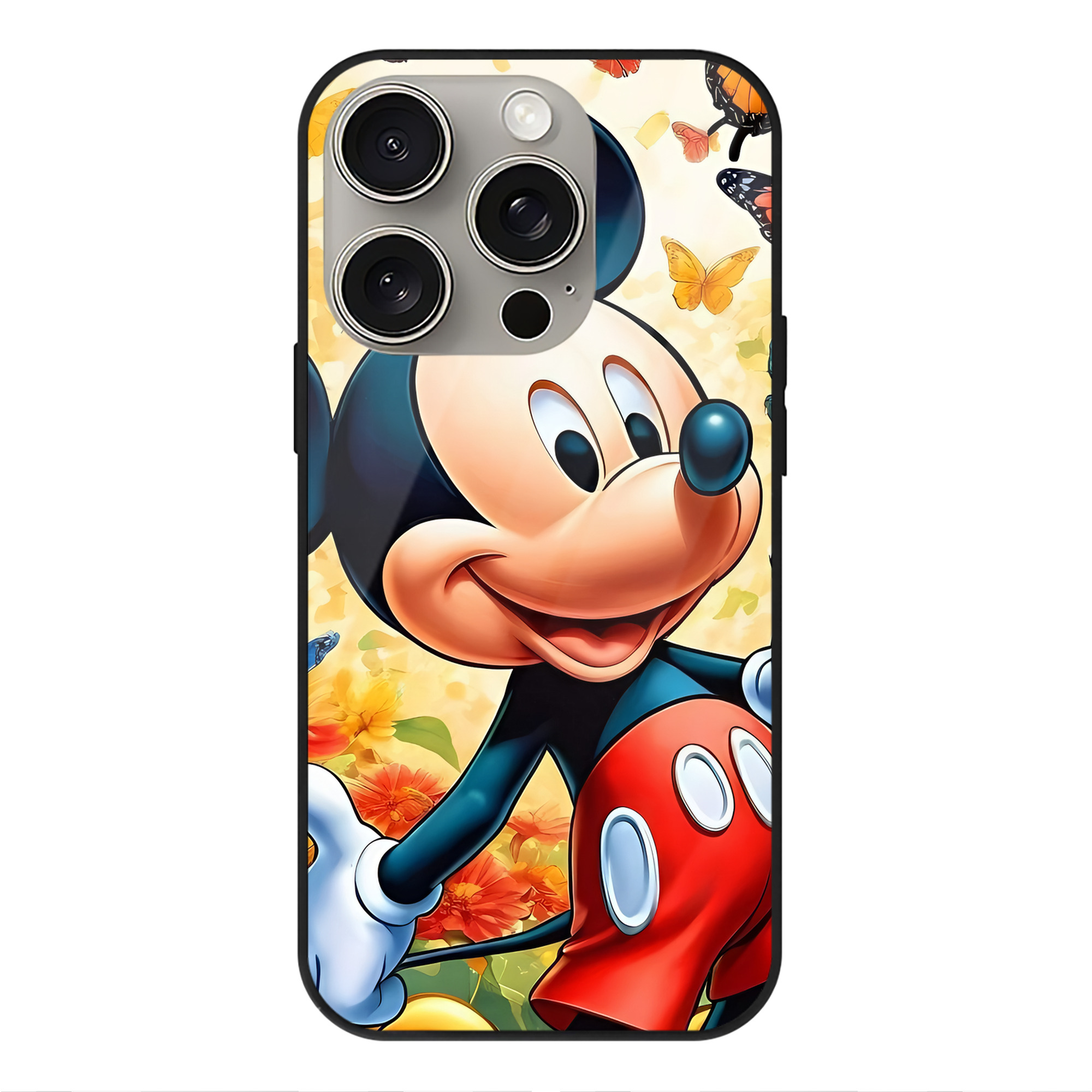 （画像用） ミッキーマウス Mickey Mouse 【iPhone15Pro対応】スマホケース 耐衝撃＆黄変防止 背面ガラス