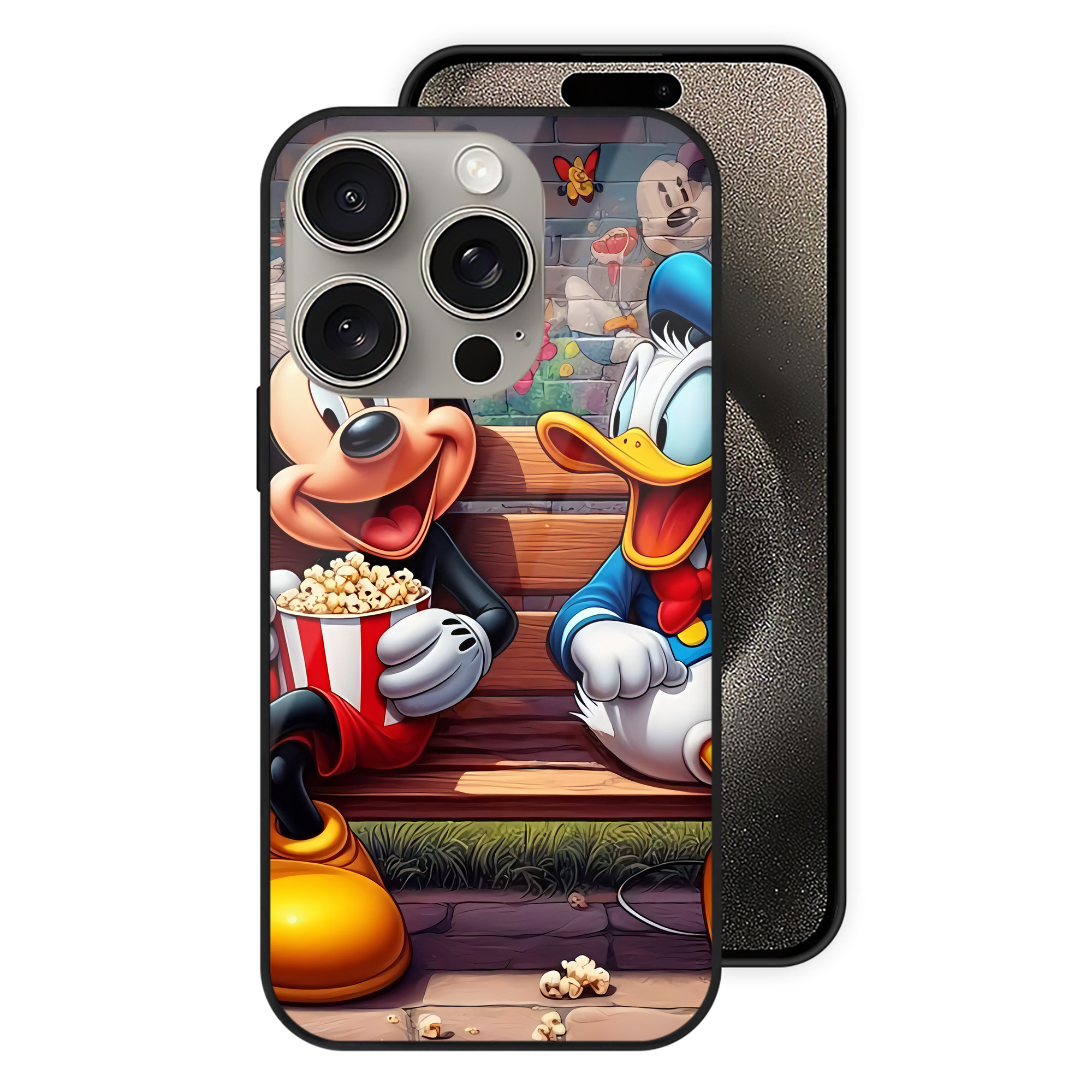 （画像用） ミッキーマウス Mickey Mouse 【iPhone15Pro対応】スマホケース 耐衝撃＆黄変防止 背面ガラス