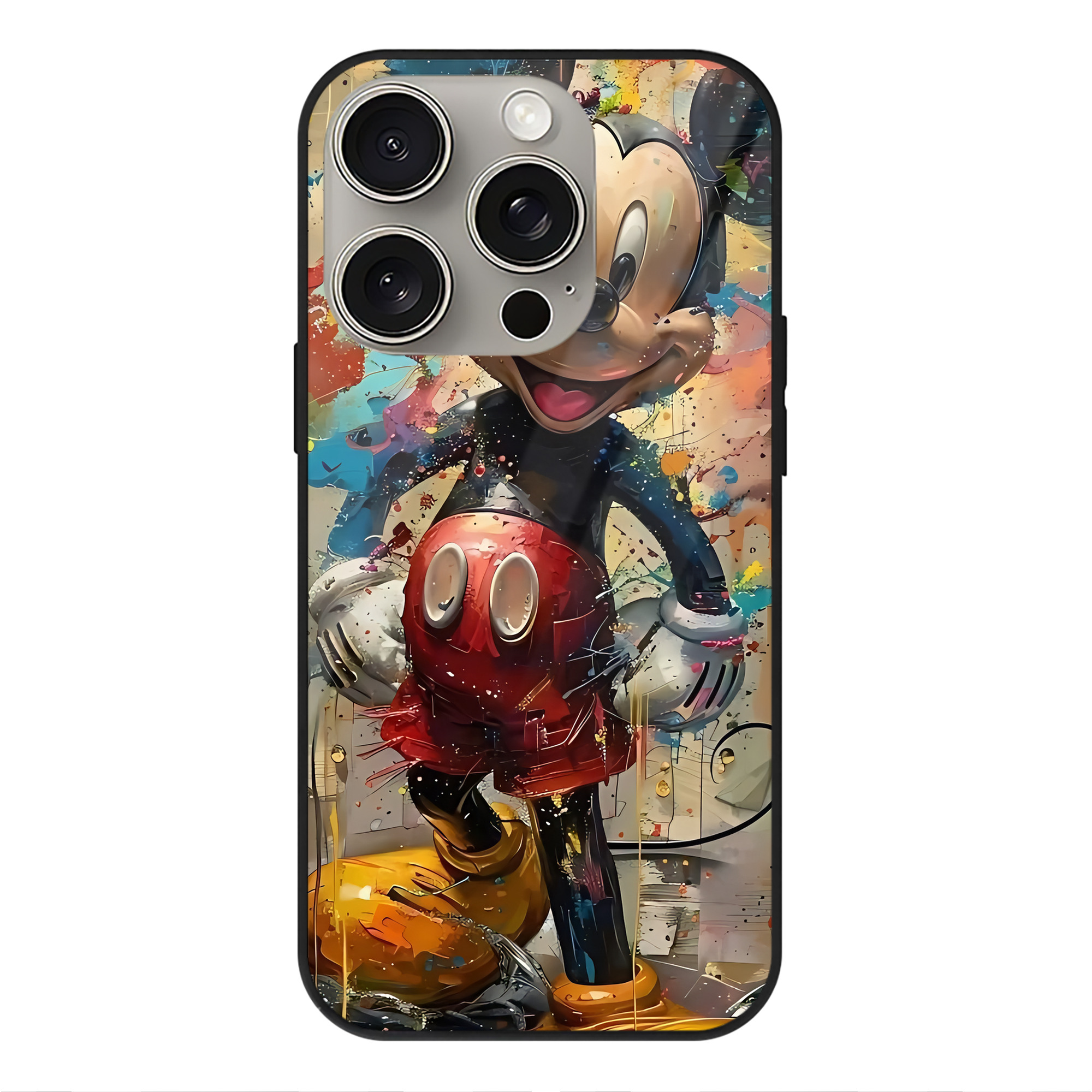 （画像用） ミッキーマウス Mickey Mouse 【iPhone15Pro対応】スマホケース 耐衝撃＆黄変防止 背面ガラス