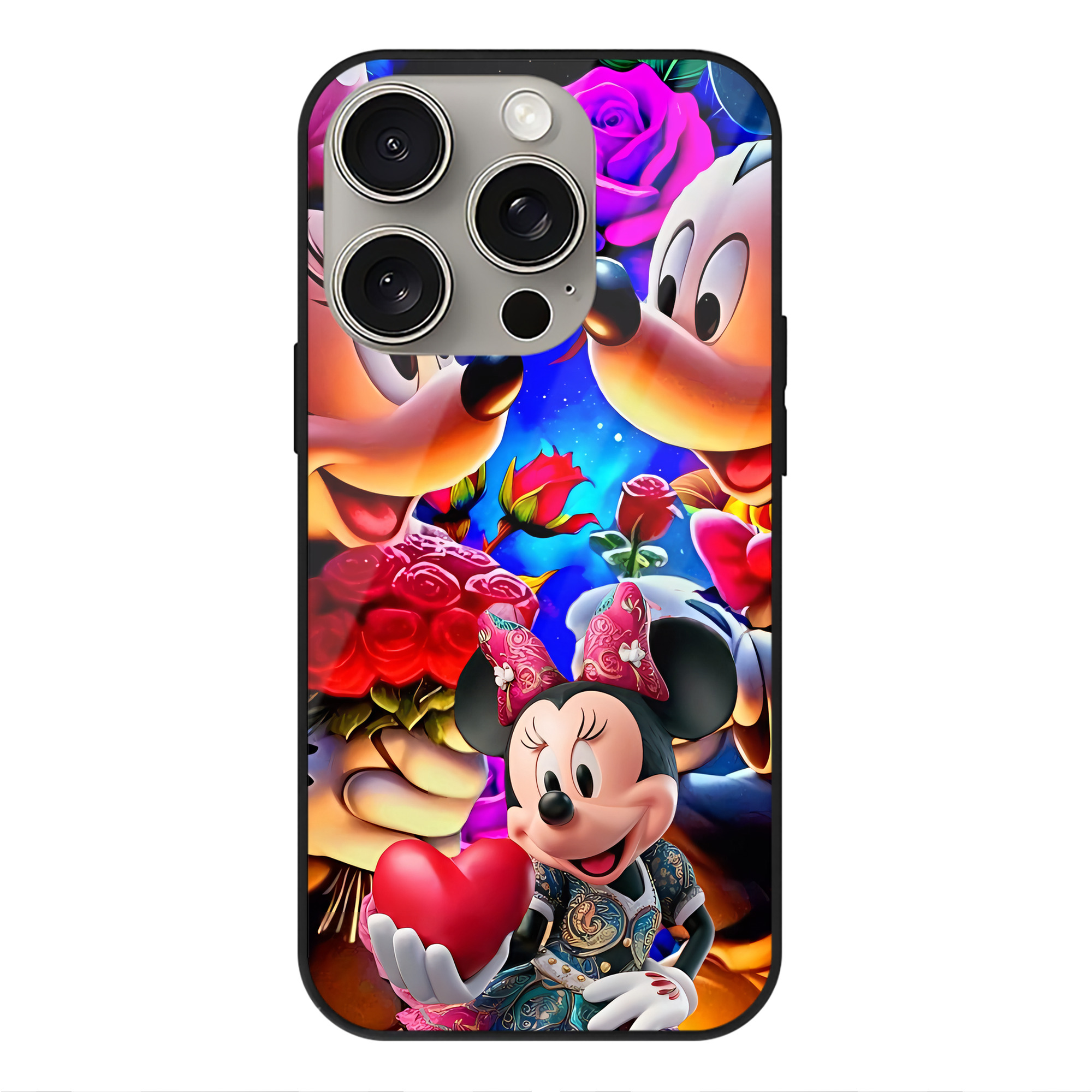 （画像用） ミッキーマウス Mickey Mouse 【iPhone15Pro対応】スマホケース 耐衝撃＆黄変防止 背面ガラス
