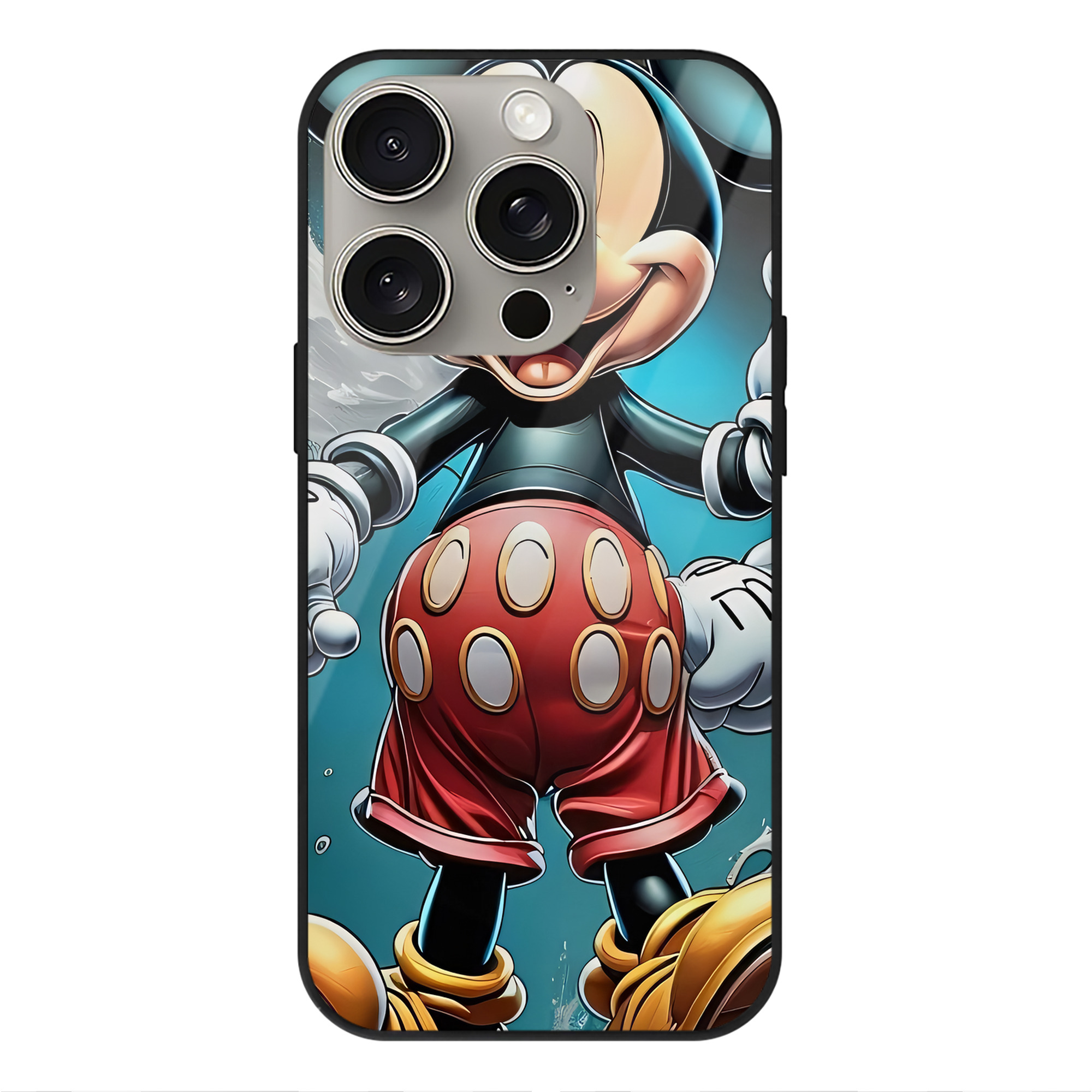 （画像用） ミッキーマウス Mickey Mouse 【iPhone15Pro対応】スマホケース 耐衝撃＆黄変防止 背面ガラス