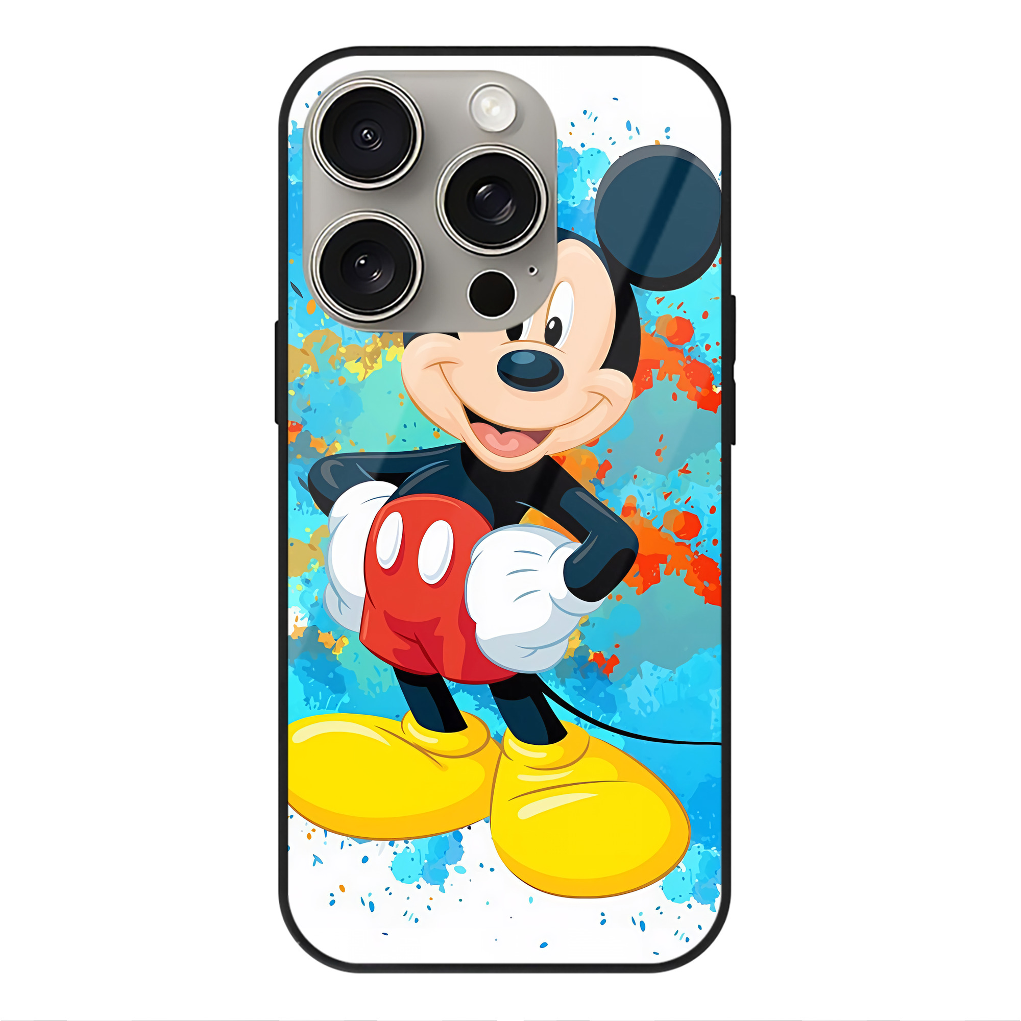 （画像用） ミッキーマウス Mickey Mouse 【iPhone15Pro対応】スマホケース 耐衝撃＆黄変防止 背面ガラス