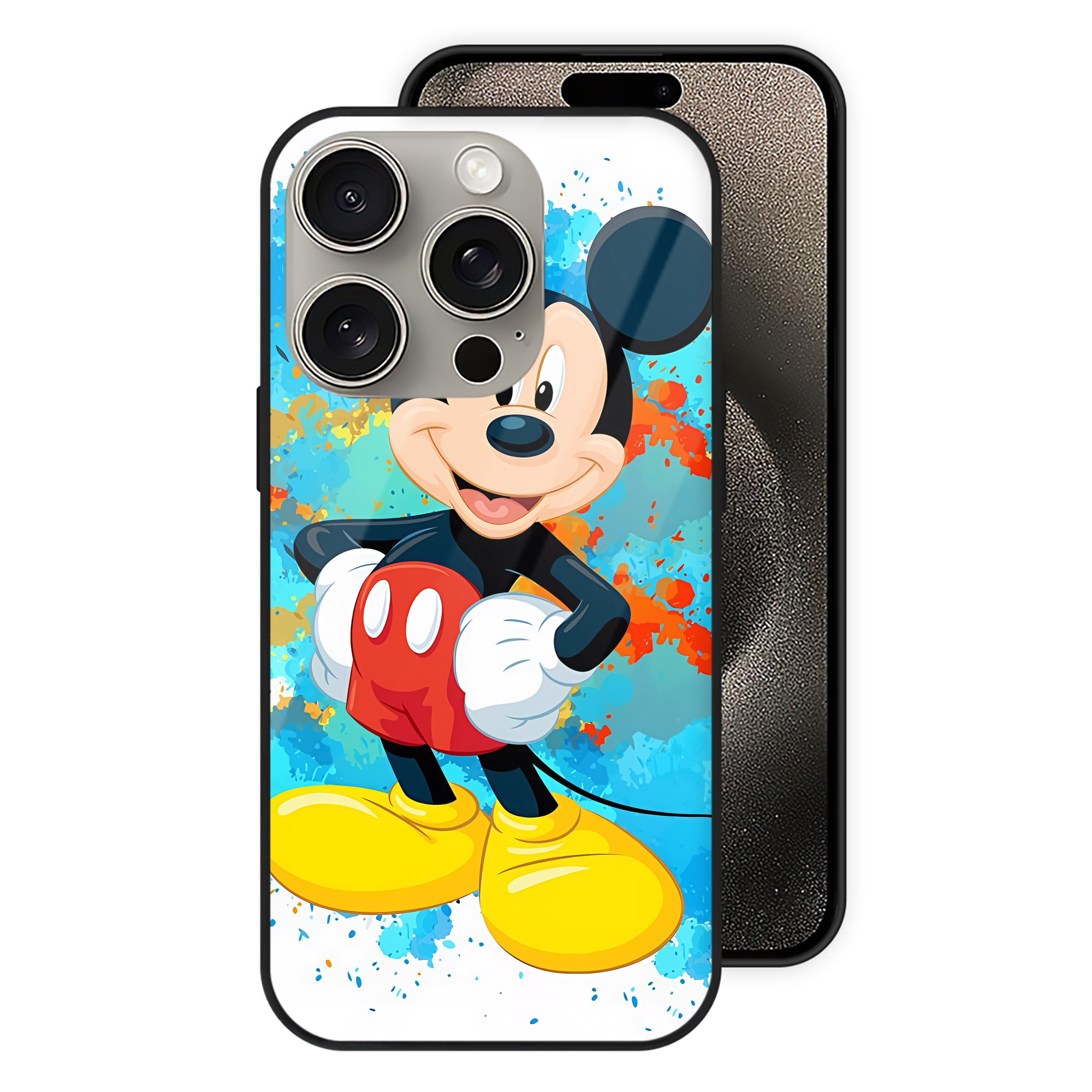 （画像用） ミッキーマウス Mickey Mouse 【iPhone15Pro対応】スマホケース 耐衝撃＆黄変防止 背面ガラス