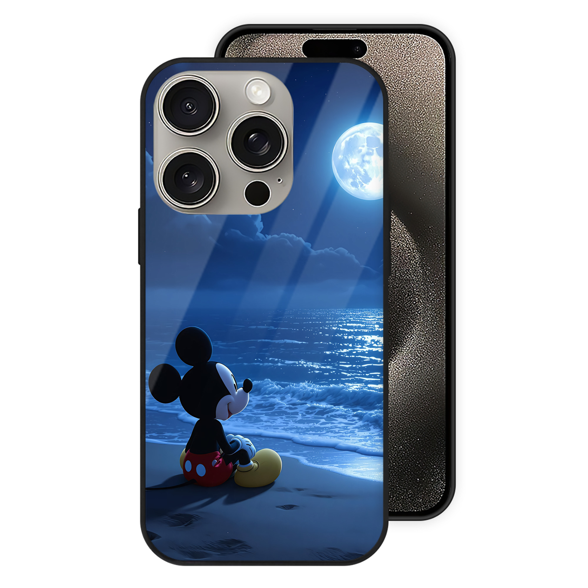 （画像用） ミッキーマウス Mickey Mouse 【iPhone15Pro対応】スマホケース 耐衝撃＆黄変防止 背面ガラス