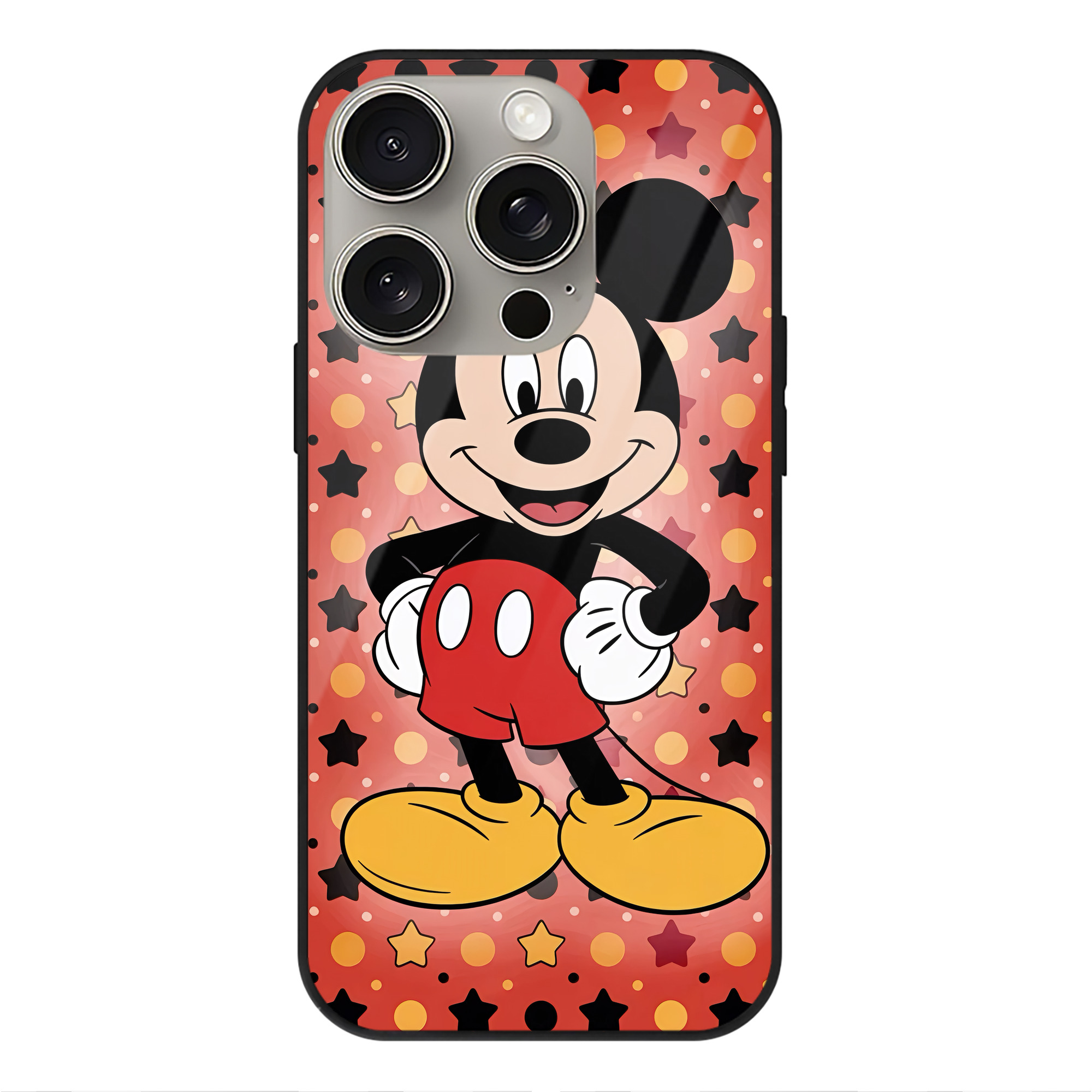 （画像用） ミッキーマウス Mickey Mouse 【iPhone15Pro対応】スマホケース 耐衝撃＆黄変防止 背面ガラス