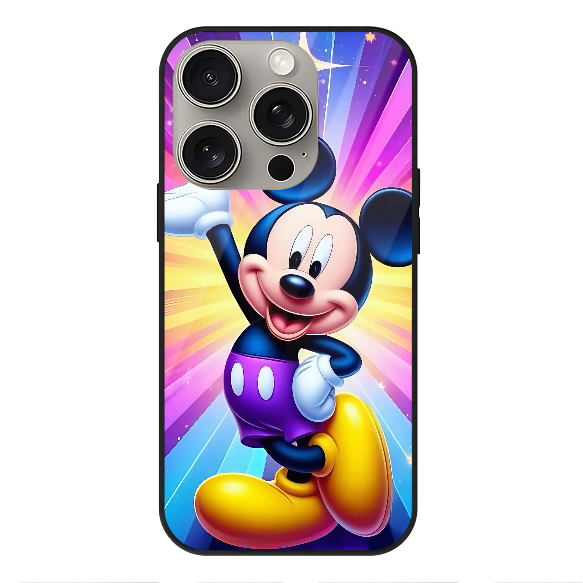 （画像用） ミッキーマウス Mickey Mouse 【iPhone15Pro対応】スマホケース 耐衝撃＆黄変防止 背面ガラス