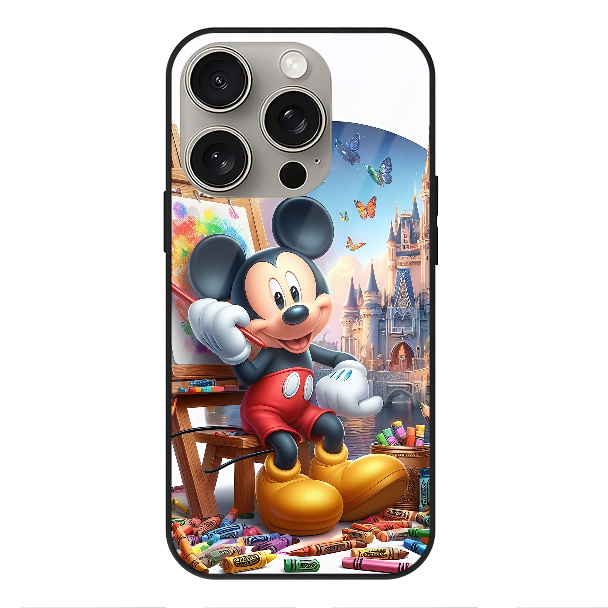 （画像用） ミッキーマウス Mickey Mouse 【iPhone15Pro対応】スマホケース 耐衝撃＆黄変防止 背面ガラス