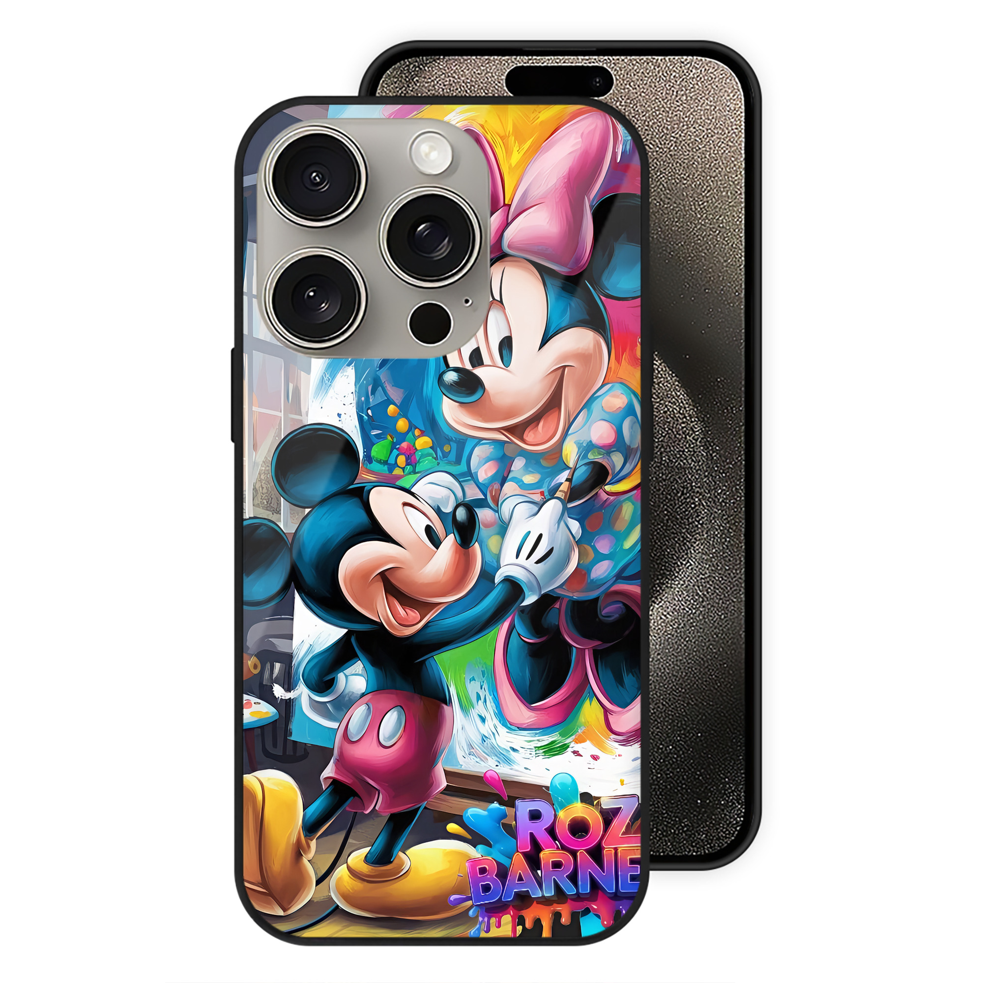 （画像用） ミッキーマウス Mickey Mouse 【iPhone15Pro対応】スマホケース 耐衝撃＆黄変防止 背面ガラス