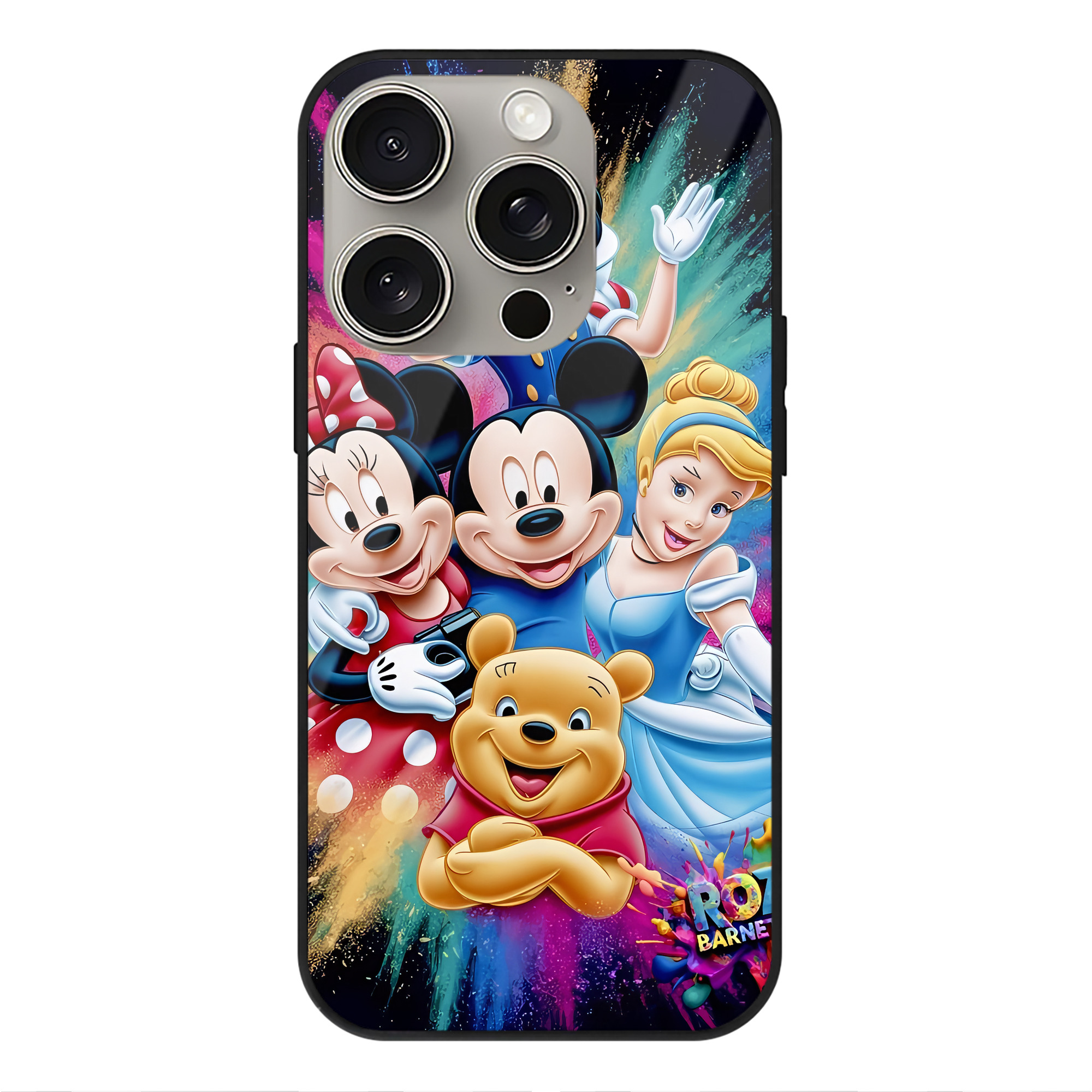 （画像用） ミッキーマウス Mickey Mouse 【iPhone15Pro対応】スマホケース 耐衝撃＆黄変防止 背面ガラス
