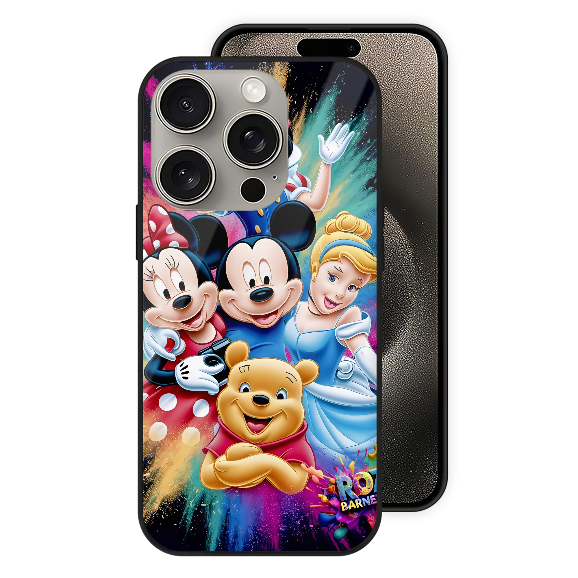 （画像用） ミッキーマウス Mickey Mouse 【iPhone15Pro対応】スマホケース 耐衝撃＆黄変防止 背面ガラス