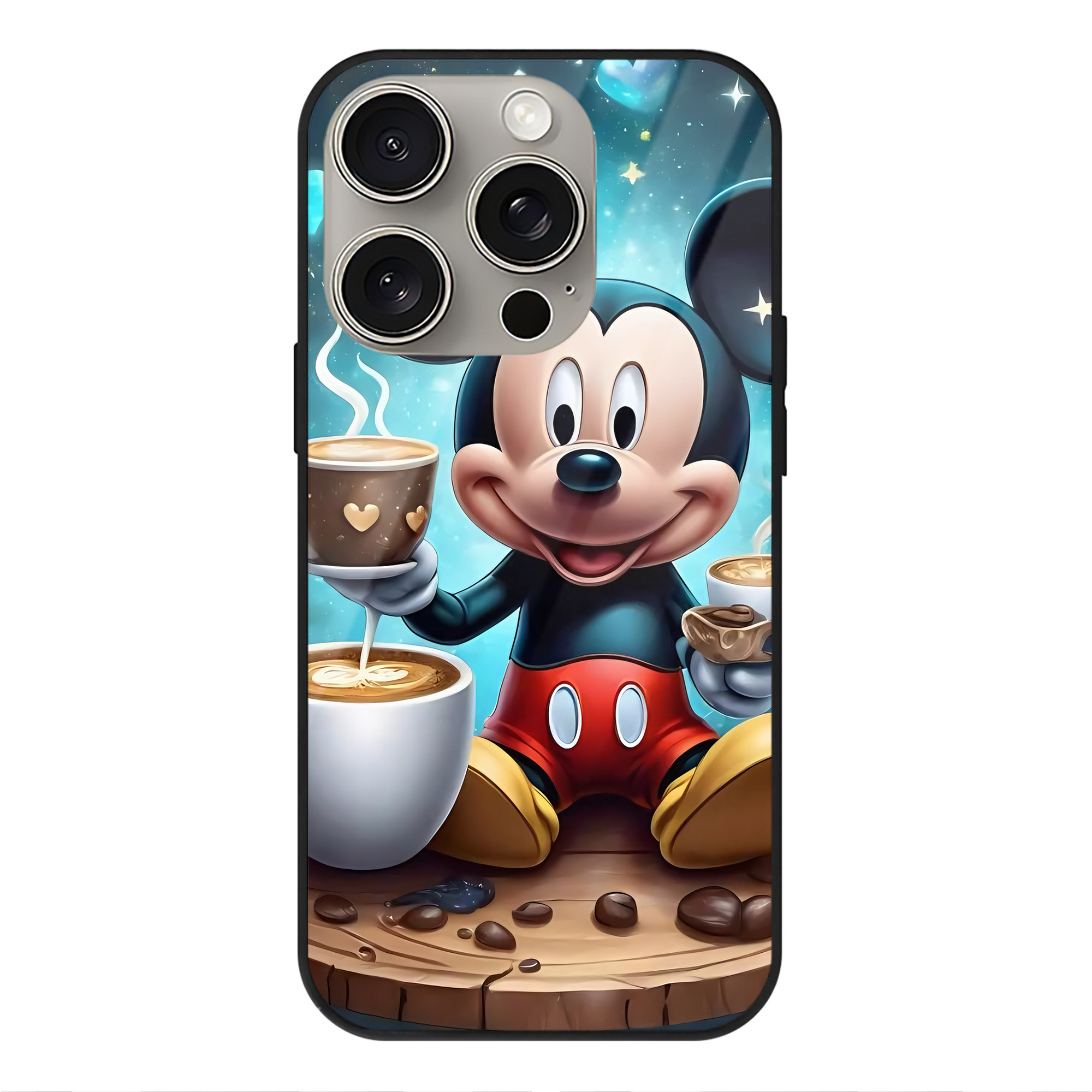 （画像用） ミッキーマウス Mickey Mouse 【iPhone15Pro対応】スマホケース 耐衝撃＆黄変防止 背面ガラス