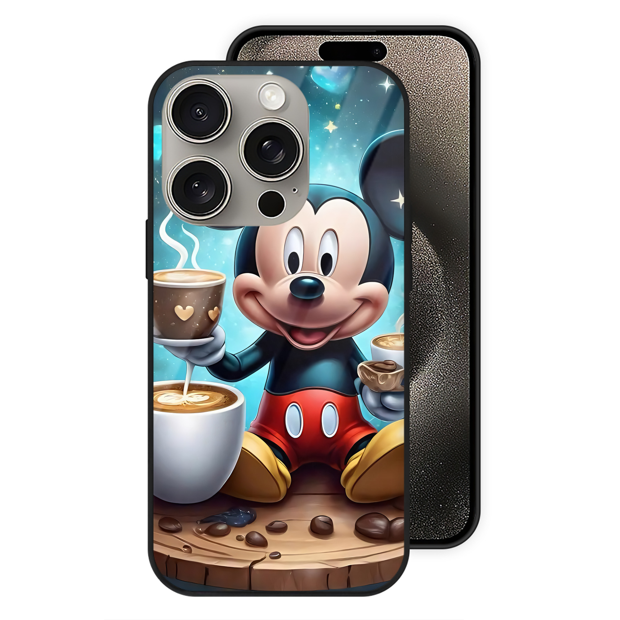 （画像用） ミッキーマウス Mickey Mouse 【iPhone15Pro対応】スマホケース 耐衝撃＆黄変防止 背面ガラス