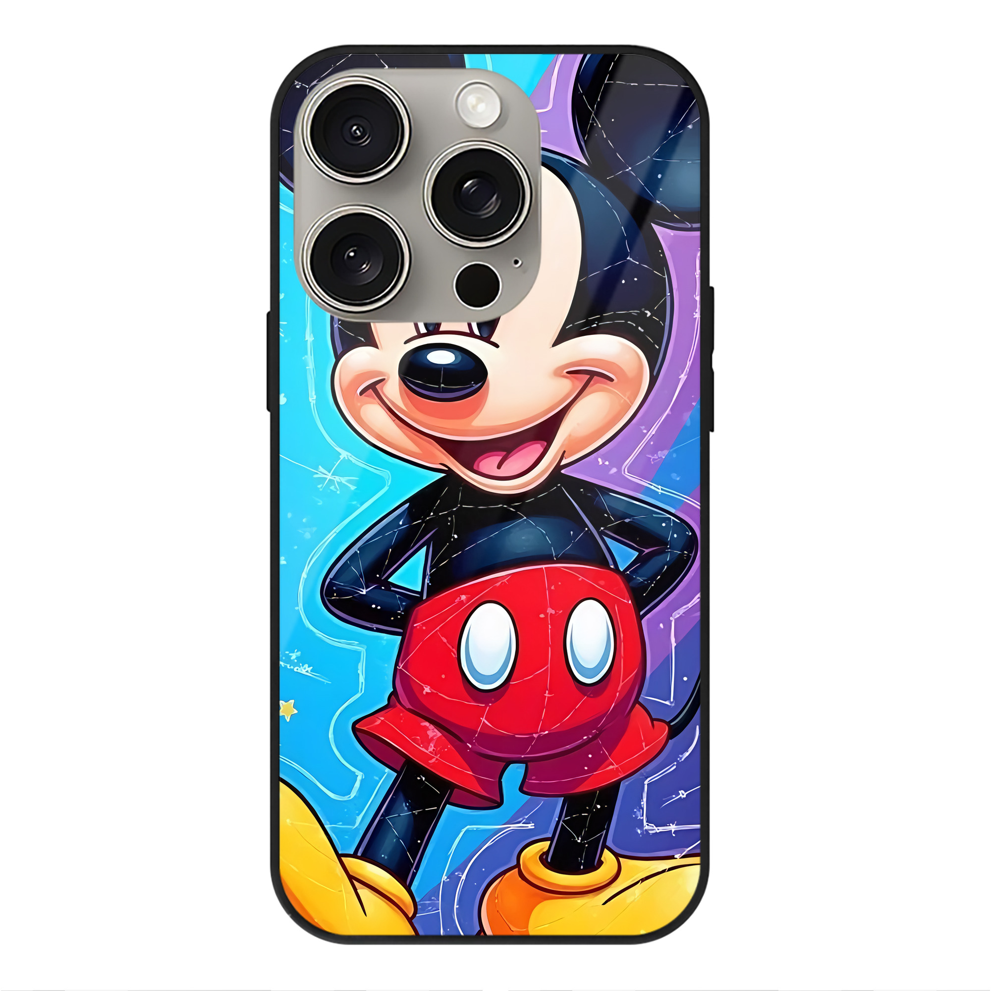 （画像用） ミッキーマウス Mickey Mouse 【iPhone15Pro対応】スマホケース 耐衝撃＆黄変防止 背面ガラス
