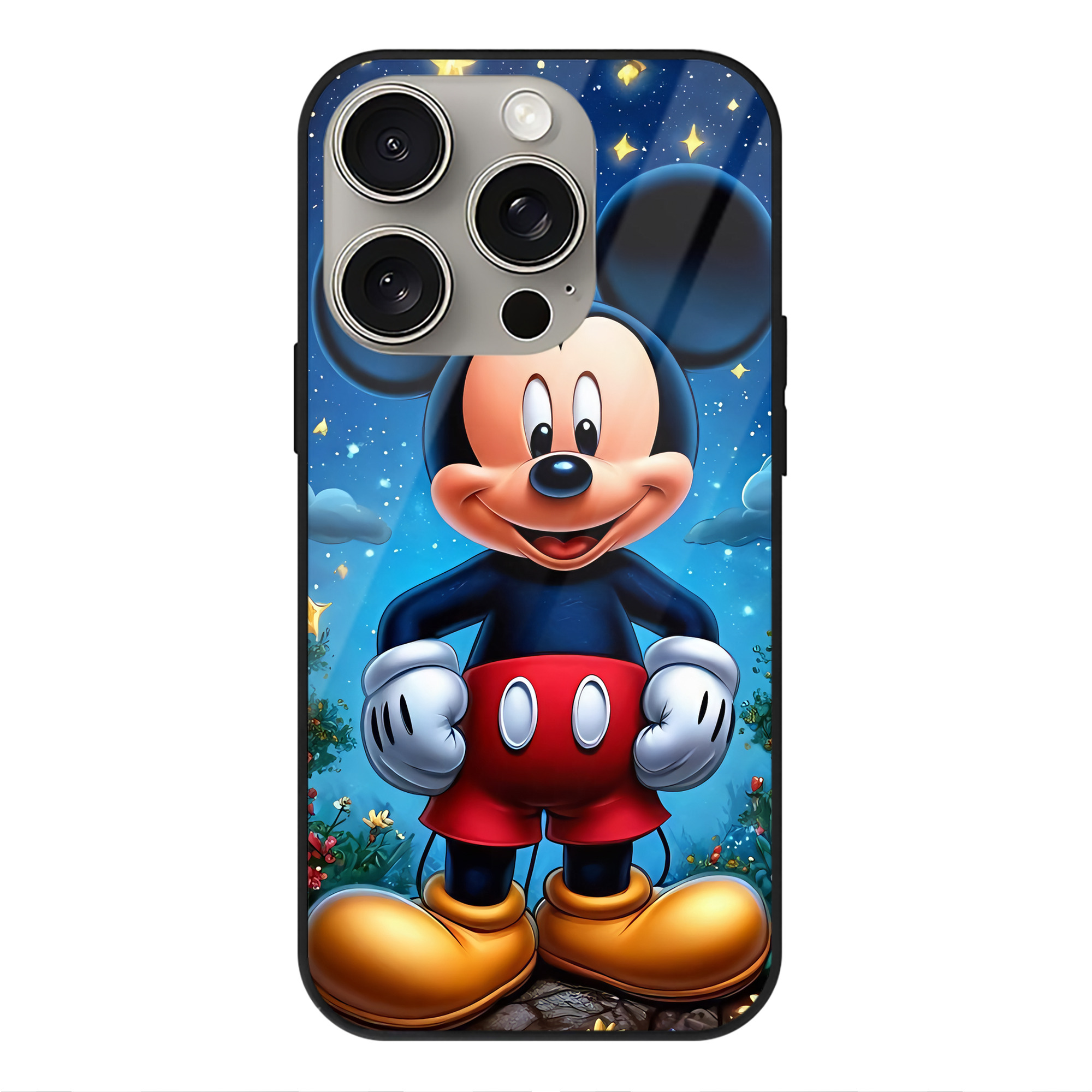 （画像用） ミッキーマウス Mickey Mouse 【iPhone15Pro対応】スマホケース 耐衝撃＆黄変防止 背面ガラス
