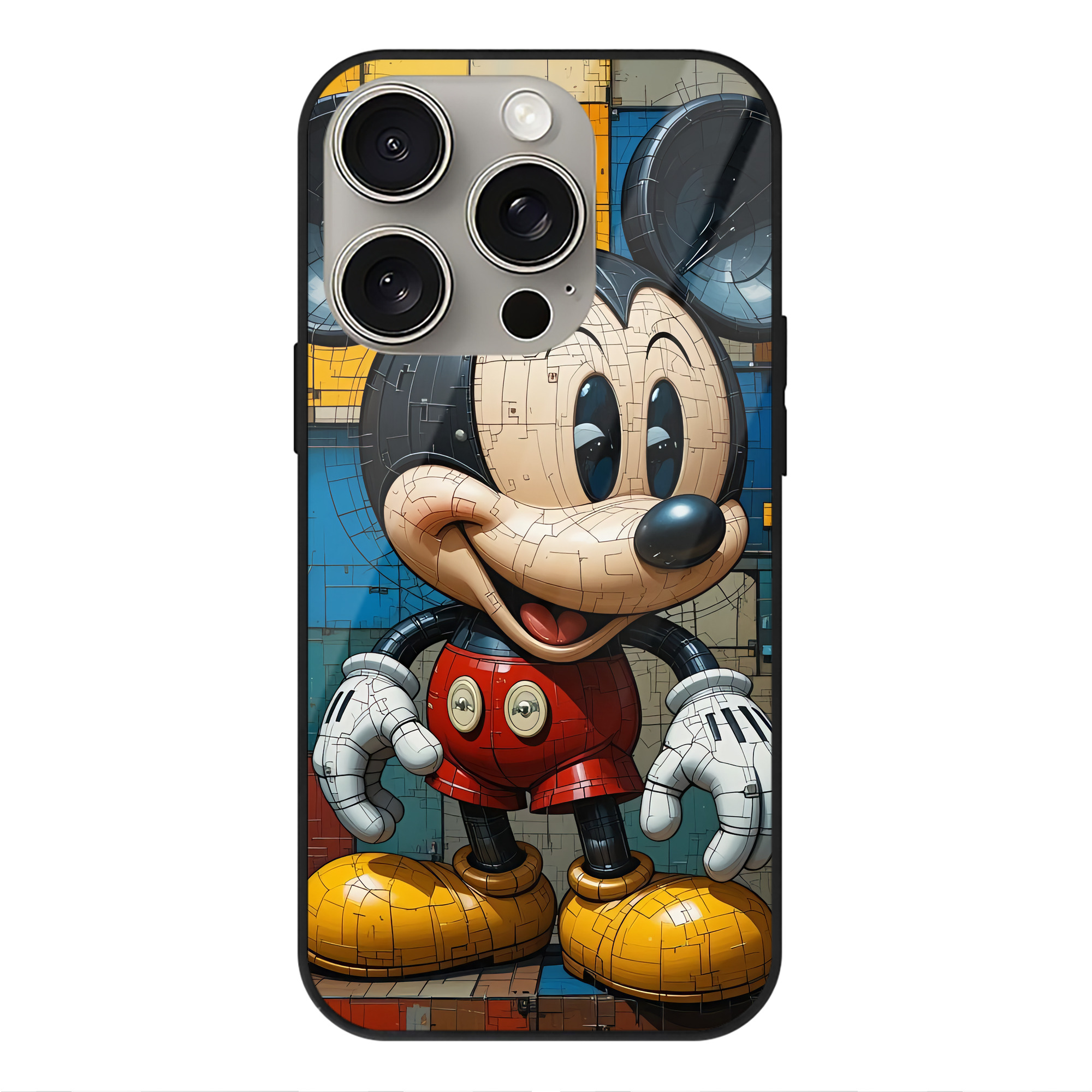 （画像用） ミッキーマウス Mickey Mouse 【iPhone15Pro対応】スマホケース 耐衝撃＆黄変防止 背面ガラス