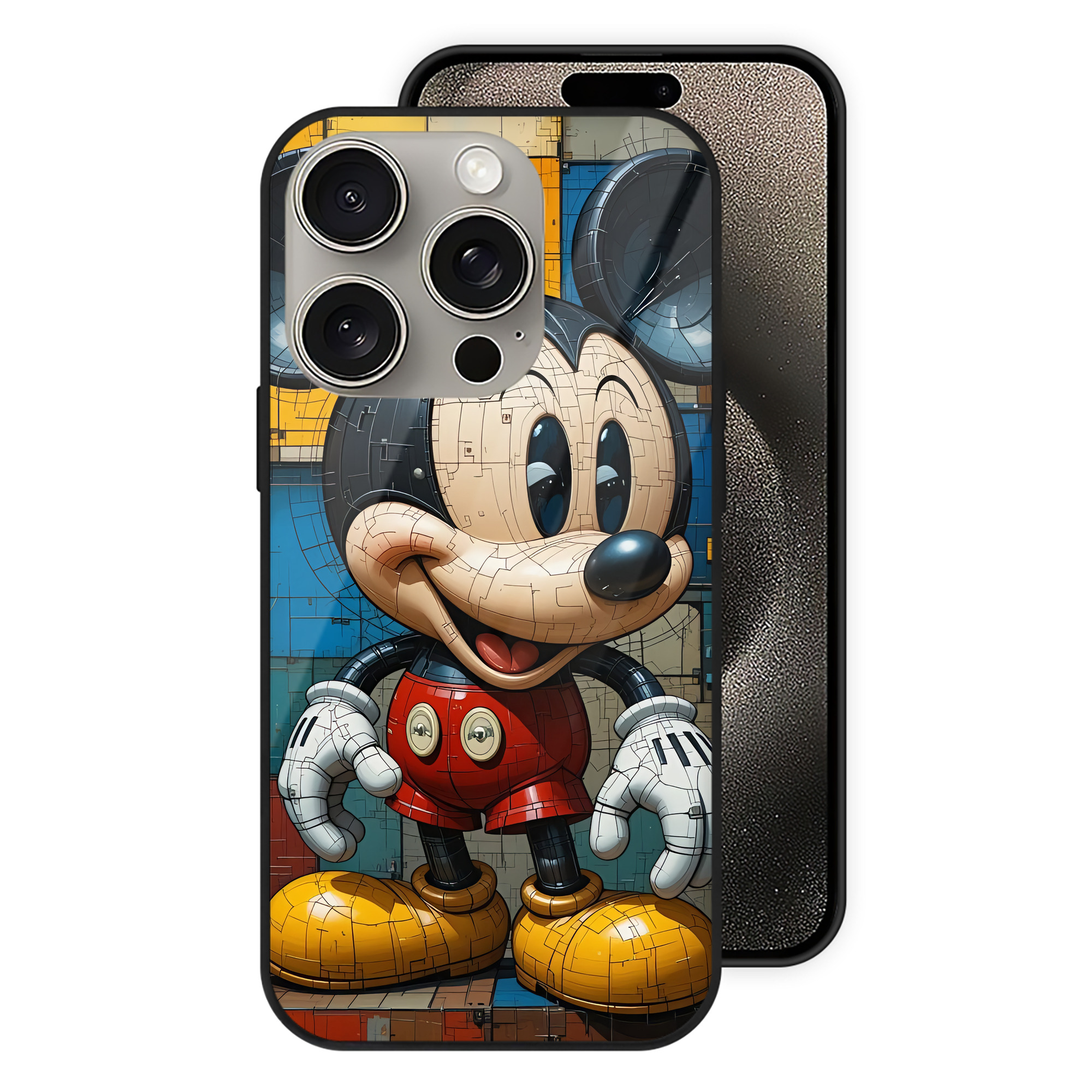 （画像用） ミッキーマウス Mickey Mouse 【iPhone15Pro対応】スマホケース 耐衝撃＆黄変防止 背面ガラス