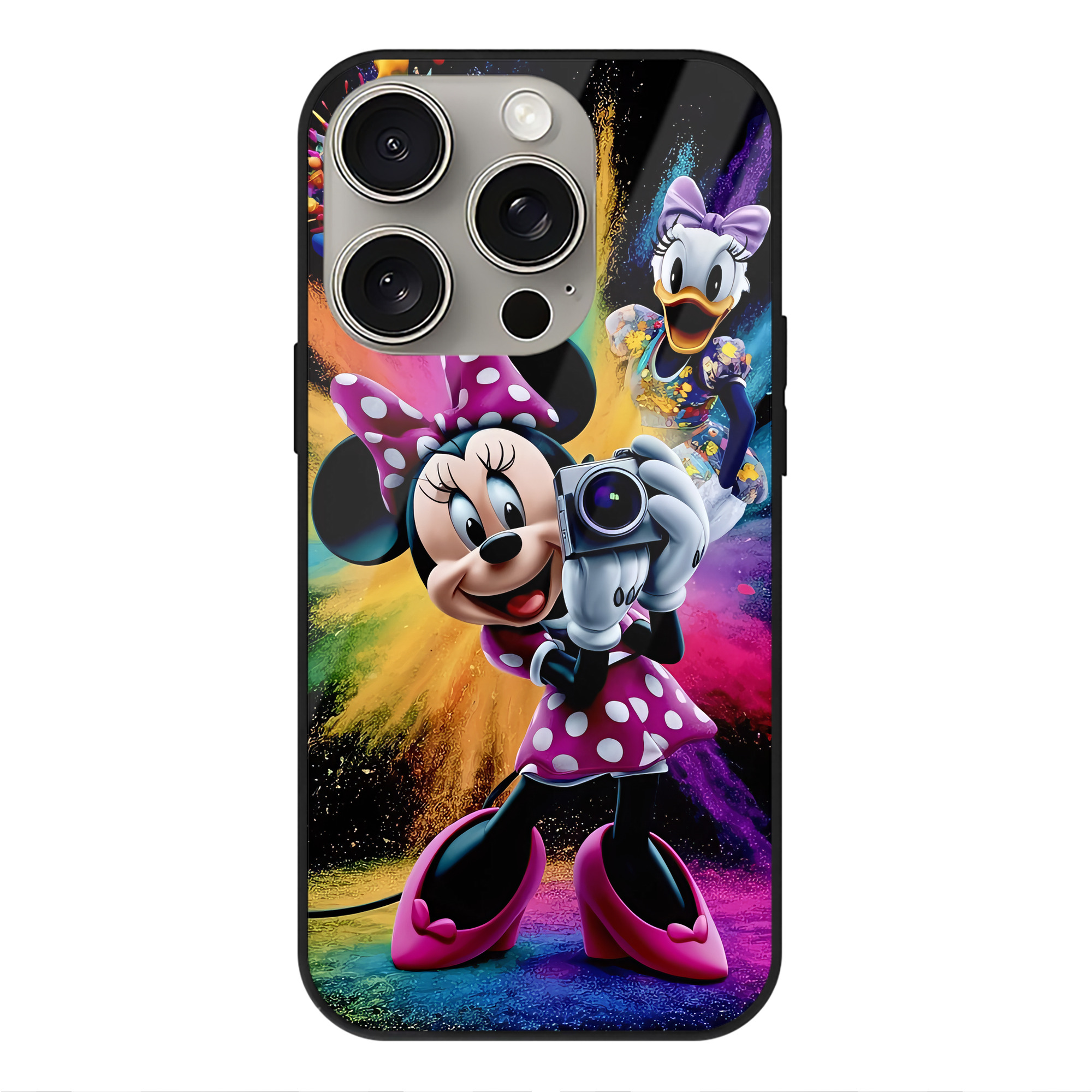 （画像用） ミッキーマウス Mickey Mouse 【iPhone15Pro対応】スマホケース 耐衝撃＆黄変防止 背面ガラス