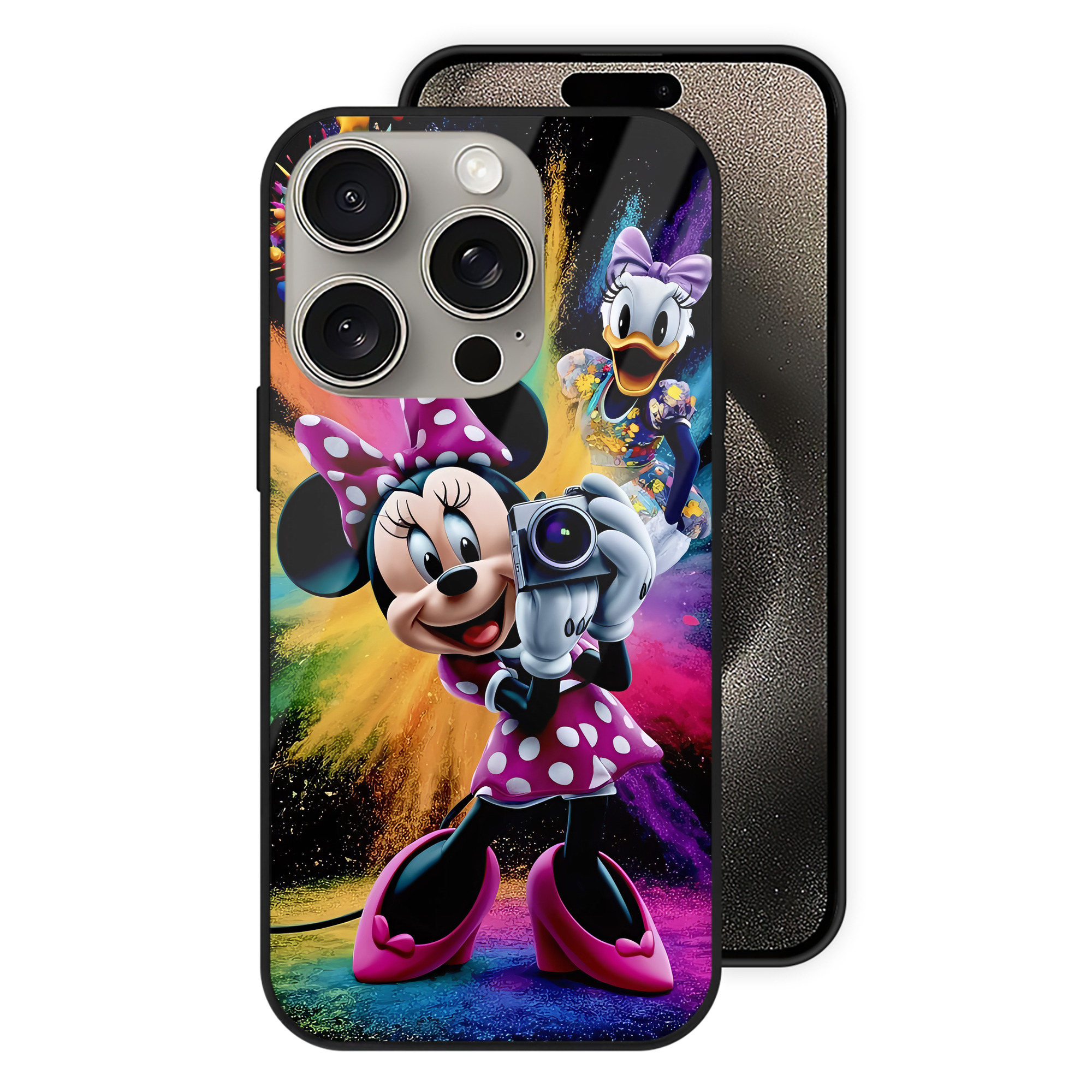（画像用） ミッキーマウス Mickey Mouse 【iPhone15Pro対応】スマホケース 耐衝撃＆黄変防止 背面ガラス