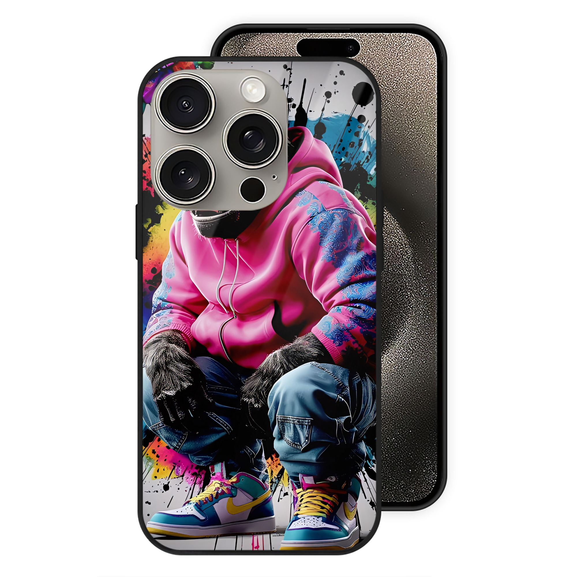 （画像用） ミッキーマウス Mickey Mouse 【iPhone15Pro対応】スマホケース 耐衝撃＆黄変防止 背面ガラス