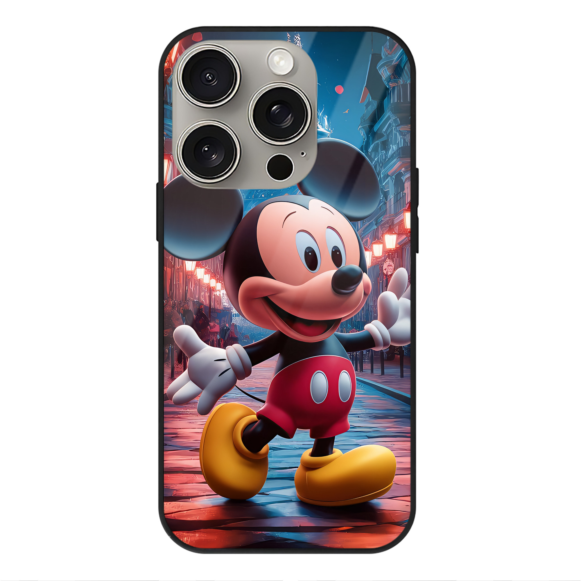 （画像用） ミッキーマウス Mickey Mouse 【iPhone15Pro対応】スマホケース 耐衝撃＆黄変防止 背面ガラス