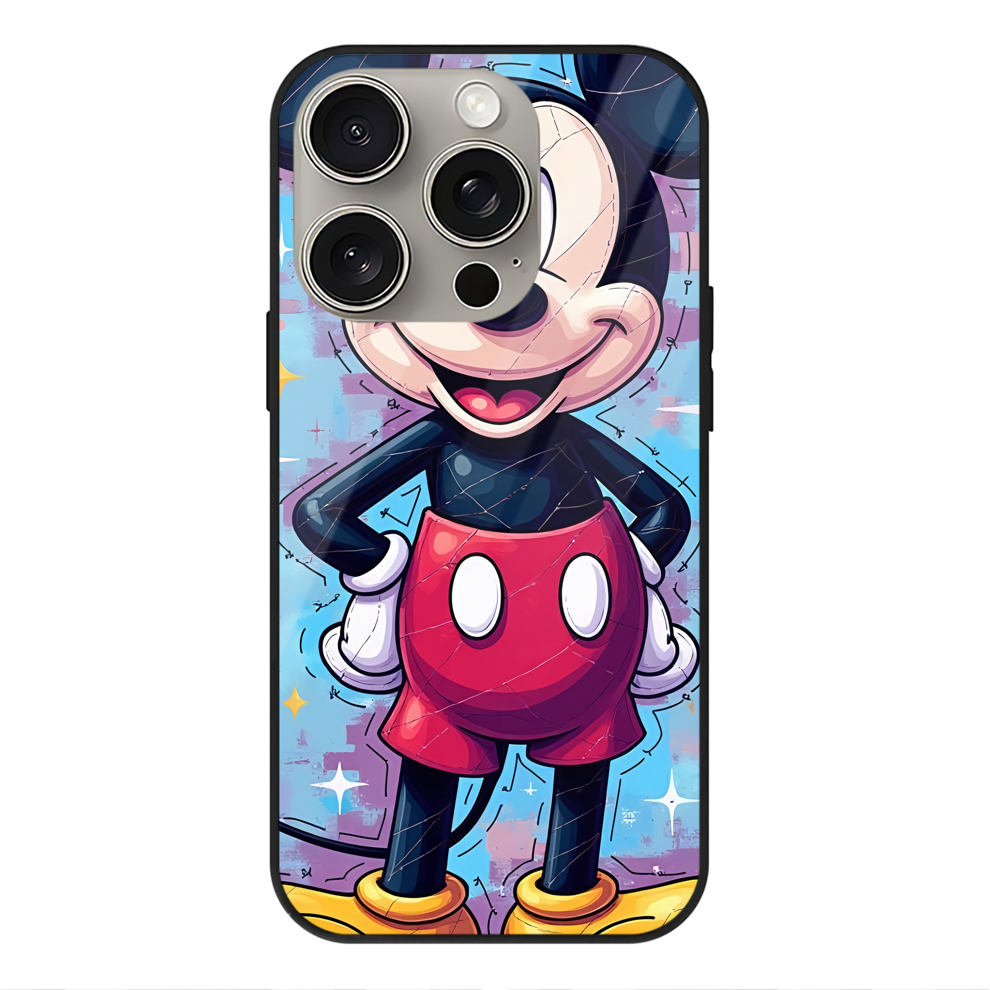 （画像用） ミッキーマウス Mickey Mouse 【iPhone15Pro対応】スマホケース 耐衝撃＆黄変防止 背面ガラス