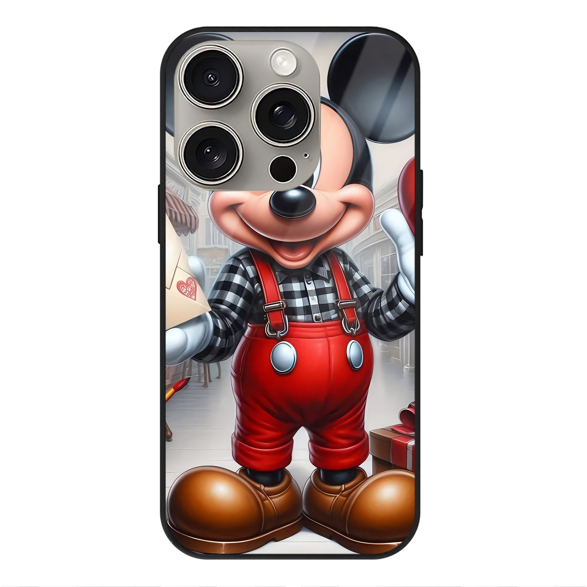（画像用） ミッキーマウス Mickey Mouse 【iPhone15Pro対応】スマホケース 耐衝撃＆黄変防止 背面ガラス