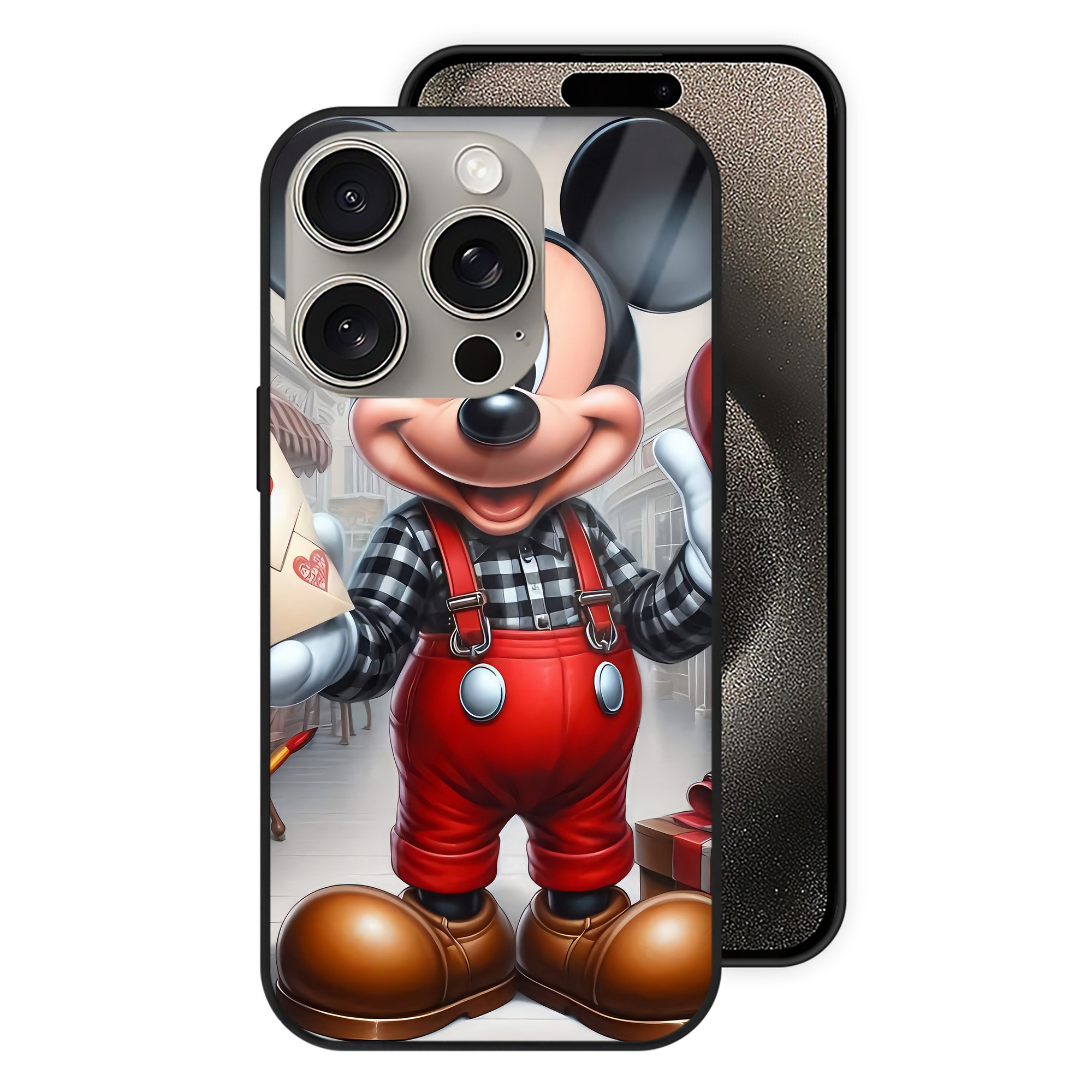 （画像用） ミッキーマウス Mickey Mouse 【iPhone15Pro対応】スマホケース 耐衝撃＆黄変防止 背面ガラス