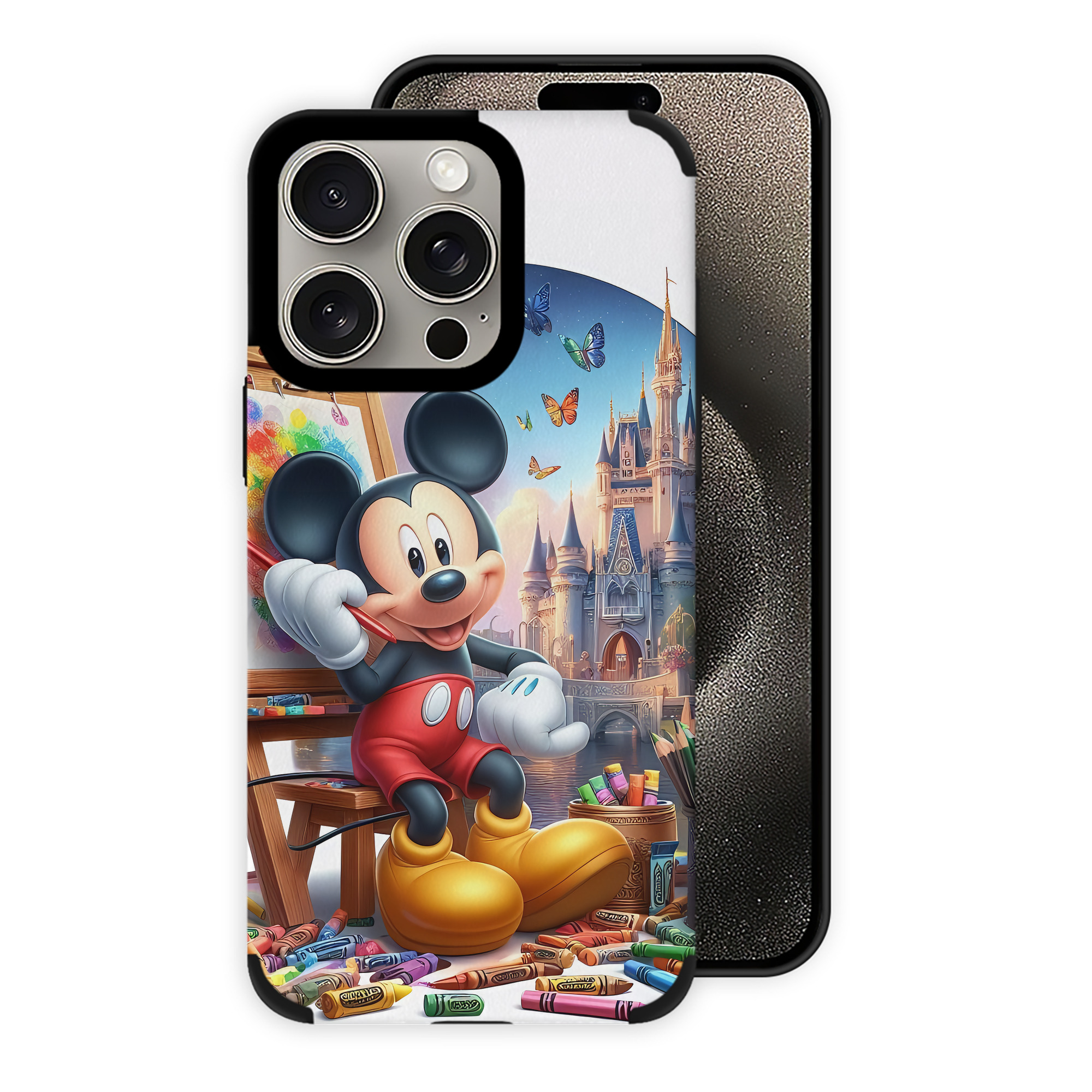（画像用） ミッキーマウス Mickey Mouse 【iPhone15ProMax対応】 PUレザー スマホケース 耐衝撃＆黄変防止