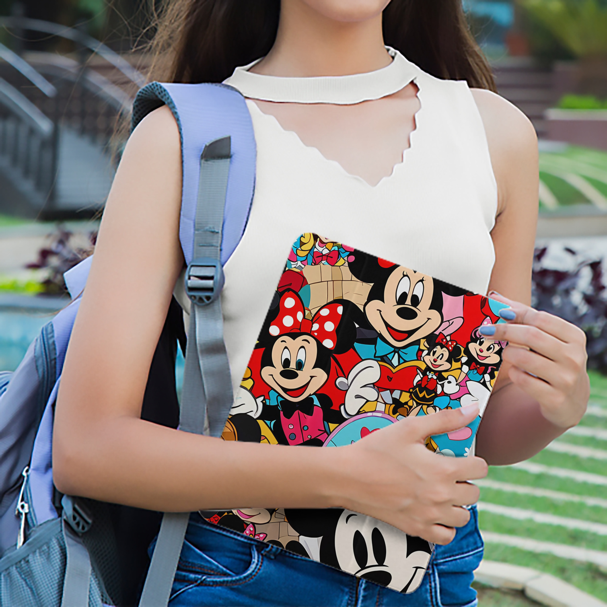 ミッキーマウス Mickey Mouse IPad ケース ペン収納付き 三つ折りスタンド PUレザー×シリコン 対応機種9.5/10.5/10.9インチ