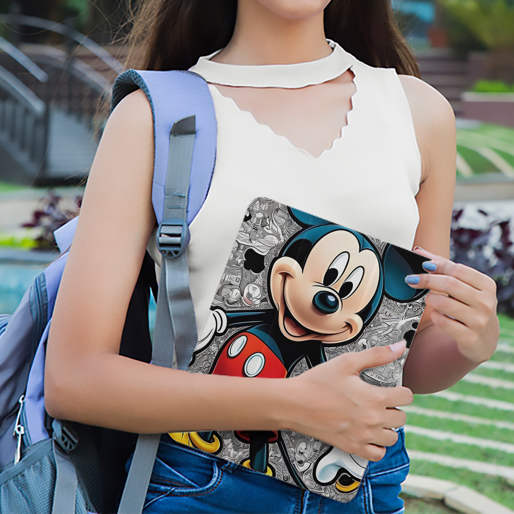 ミッキーマウス Mickey Mouse IPad ケース ペン収納付き 三つ折りスタンド PUレザー×シリコン 対応機種9.5/10.5/10.9インチ