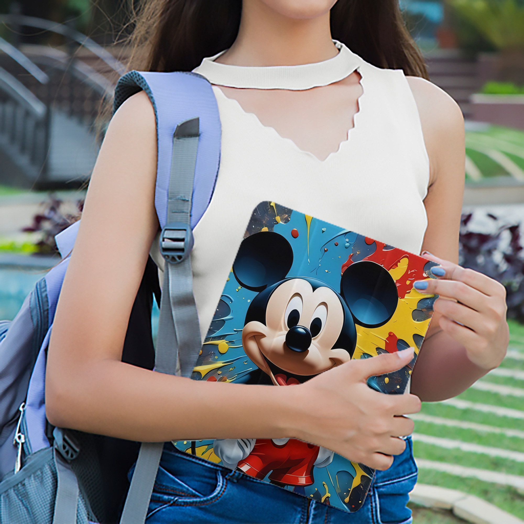 ミッキーマウス Mickey Mouse IPad ケース ペン収納付き 三つ折りスタンド PUレザー×シリコン 対応機種9.5/10.5/10.9インチ