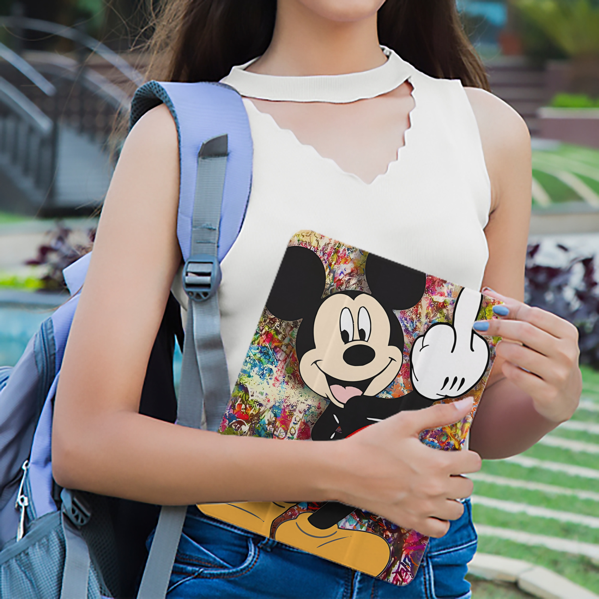ミッキーマウス Mickey Mouse IPad ケース ペン収納付き 三つ折りスタンド PUレザー×シリコン 対応機種9.5/10.5/10.9インチ