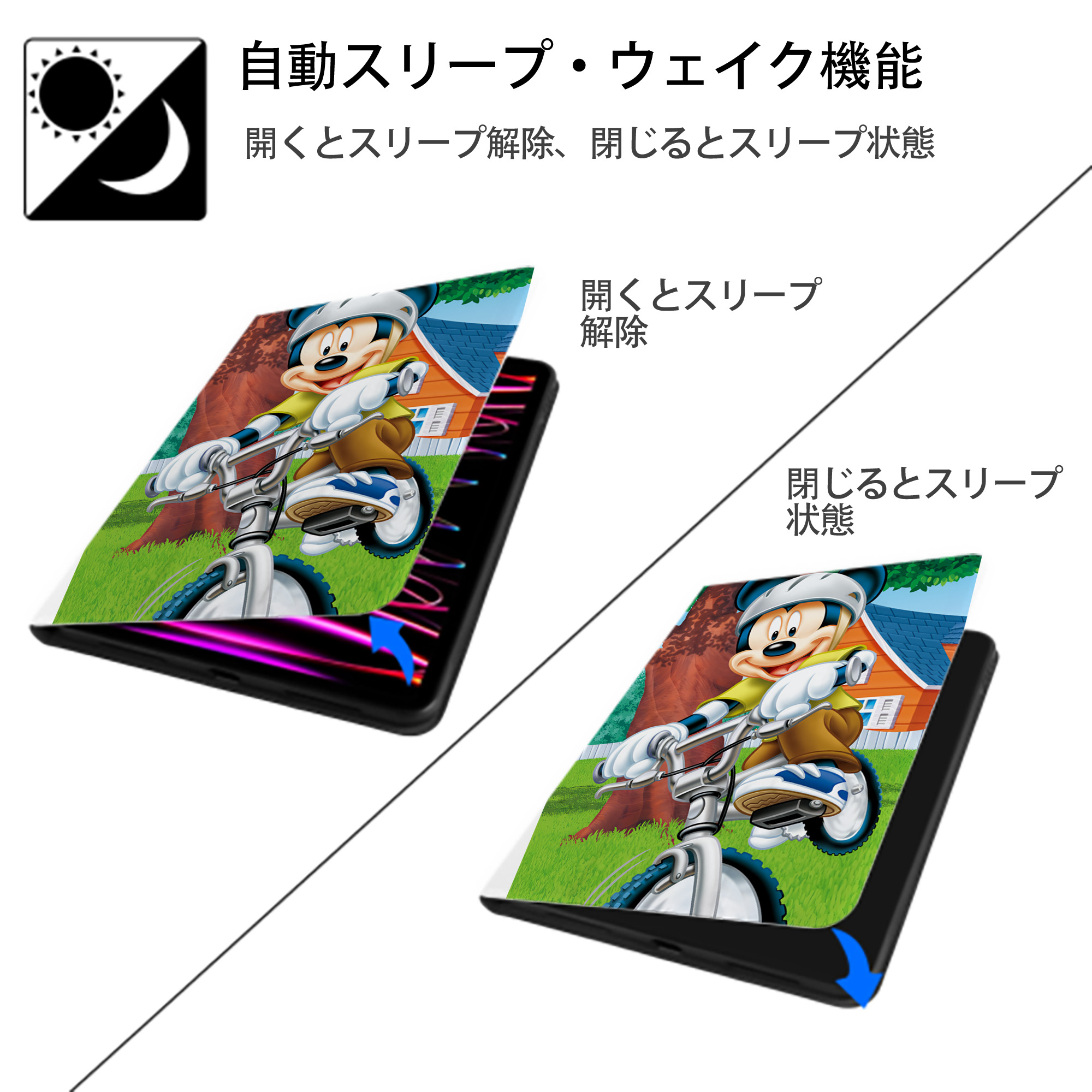 ミッキーマウス Mickey Mouse IPad ケース ペン収納付き 三つ折りスタンド PUレザー×シリコン 対応機種9.5/10.5/10.9インチ
