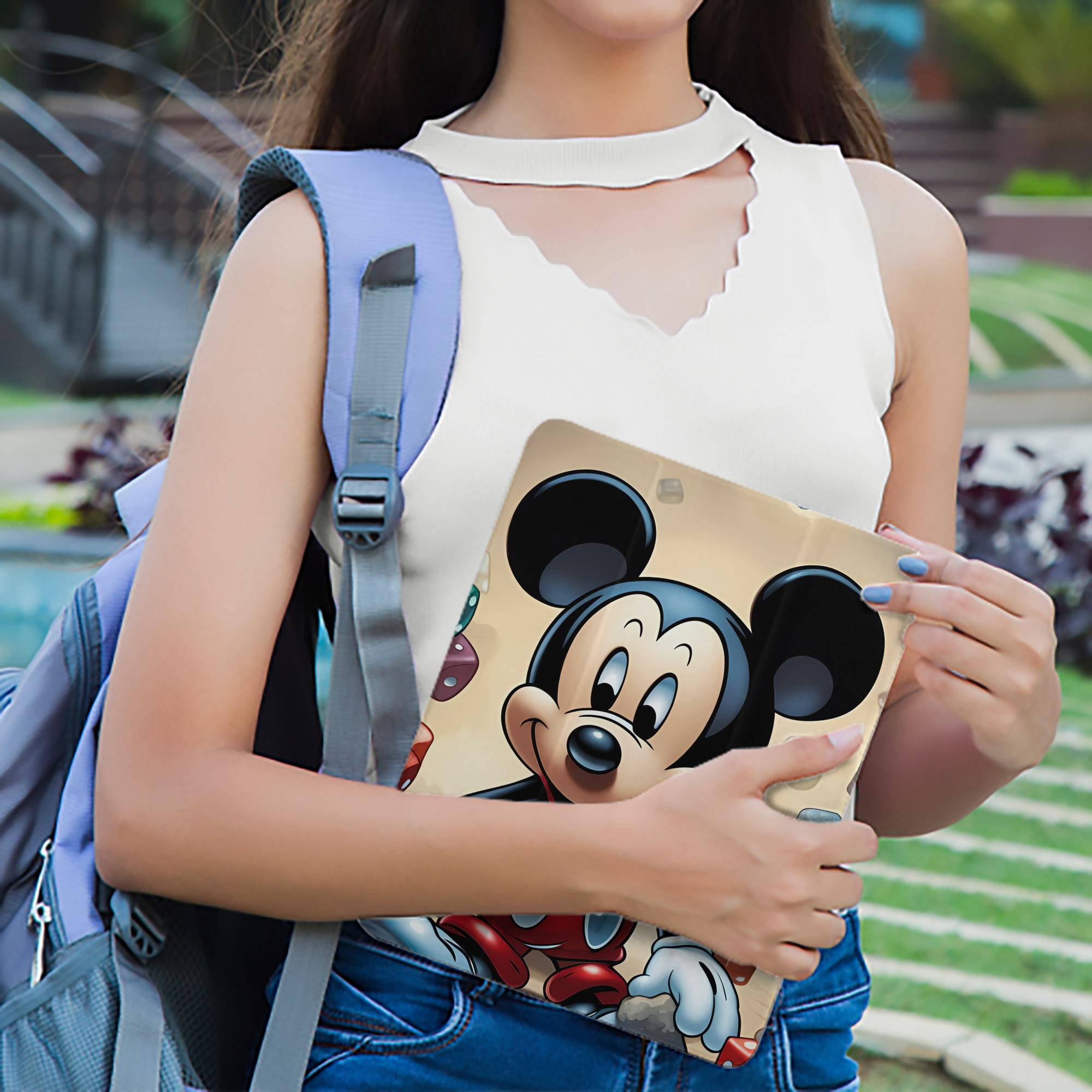 ミッキーマウス Mickey Mouse IPad ケース ペン収納付き 三つ折りスタンド PUレザー×シリコン 対応機種9.5/10.5/10.9インチ