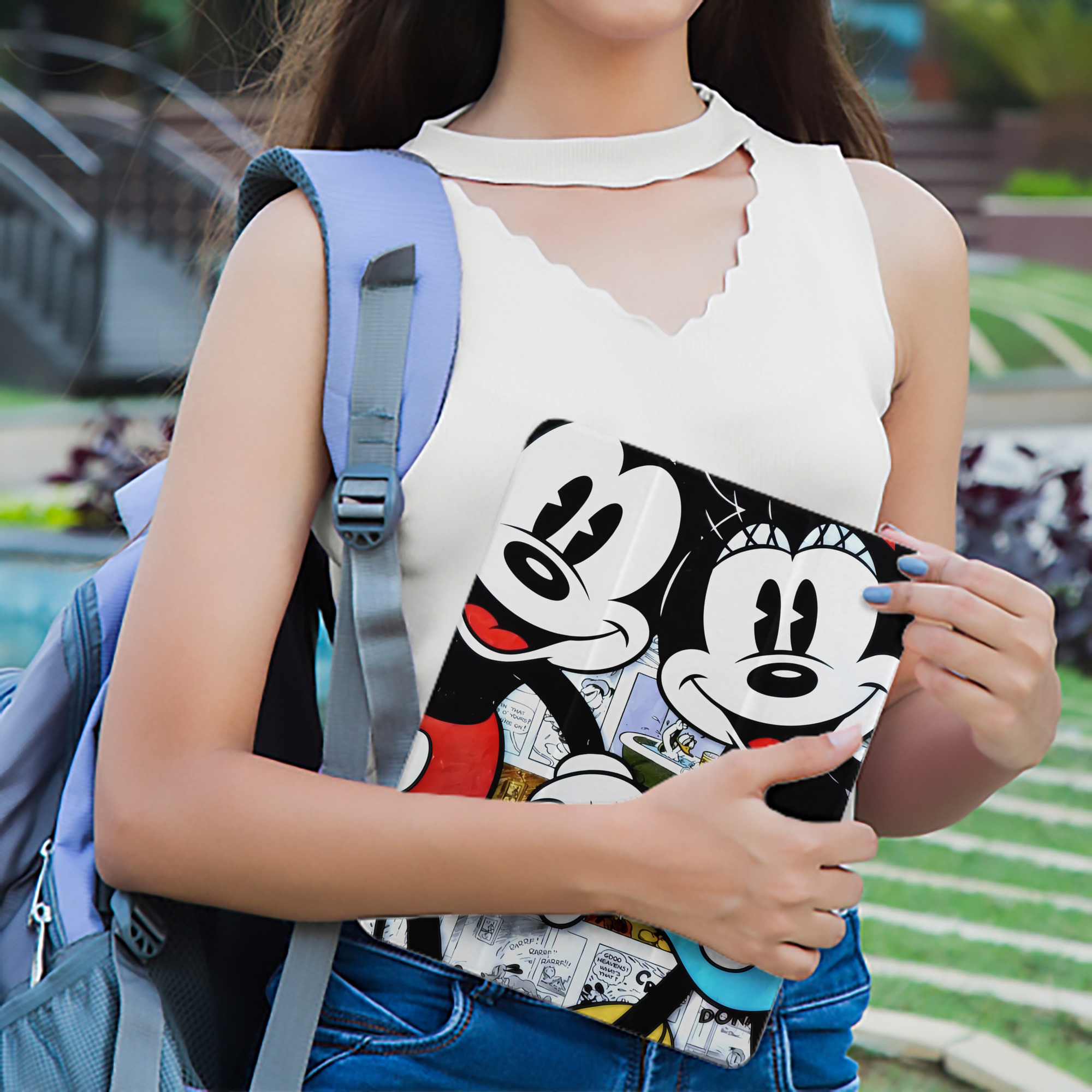 ミッキーマウス Mickey Mouse IPad ケース ペン収納付き 三つ折りスタンド PUレザー×シリコン 対応機種9.5/10.5/10.9インチ
