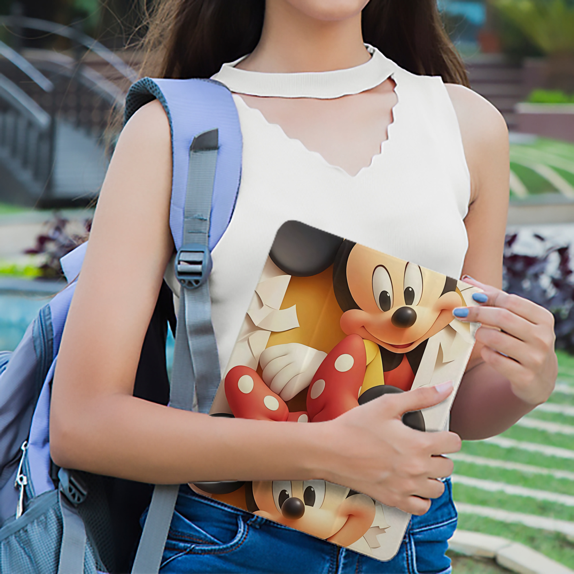 ミッキーマウス Mickey Mouse IPad ケース ペン収納付き 三つ折りスタンド PUレザー×シリコン 対応機種9.5/10.5/10.9インチ