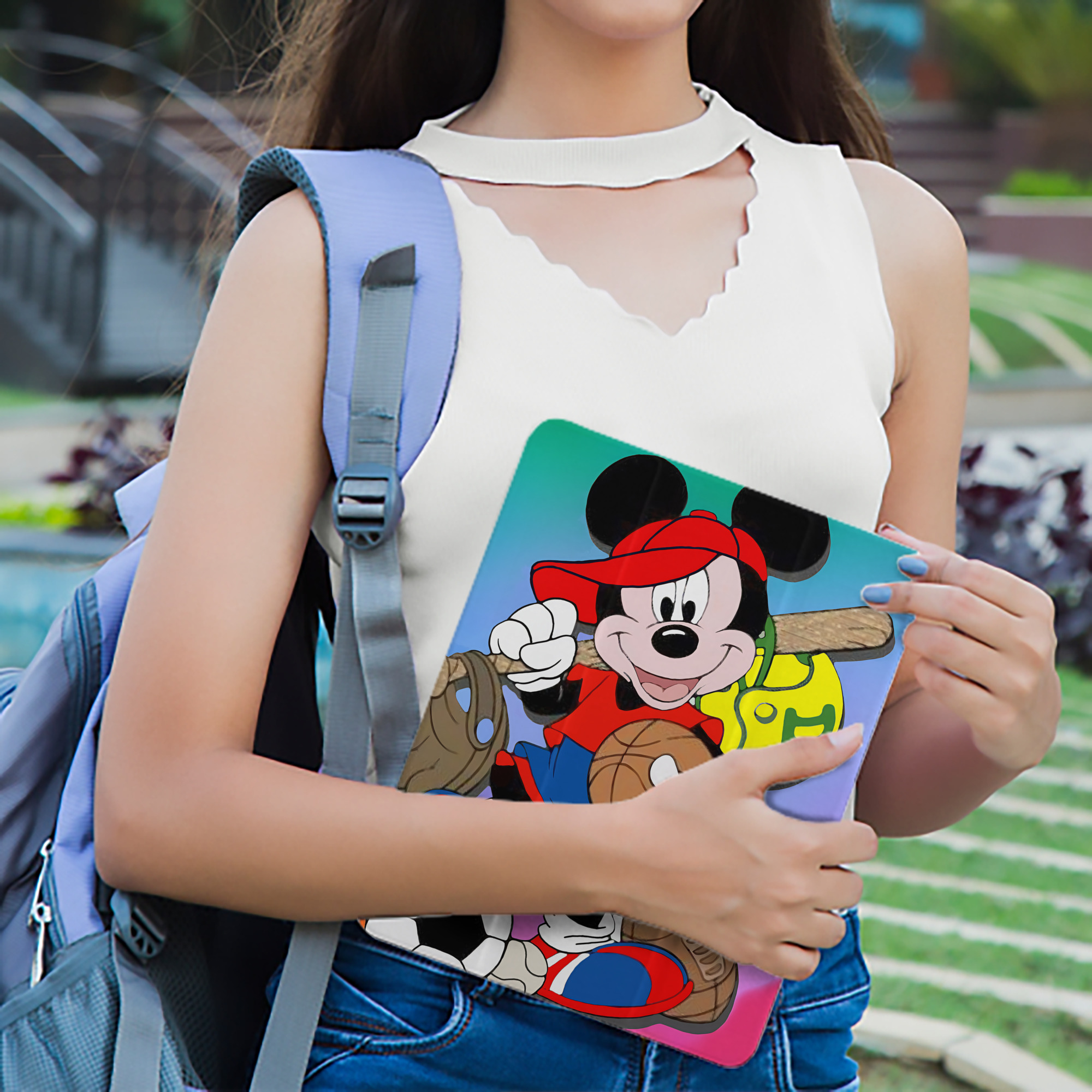 ミッキーマウス Mickey Mouse IPad ケース ペン収納付き 三つ折りスタンド PUレザー×シリコン 対応機種9.5/10.5/10.9インチ