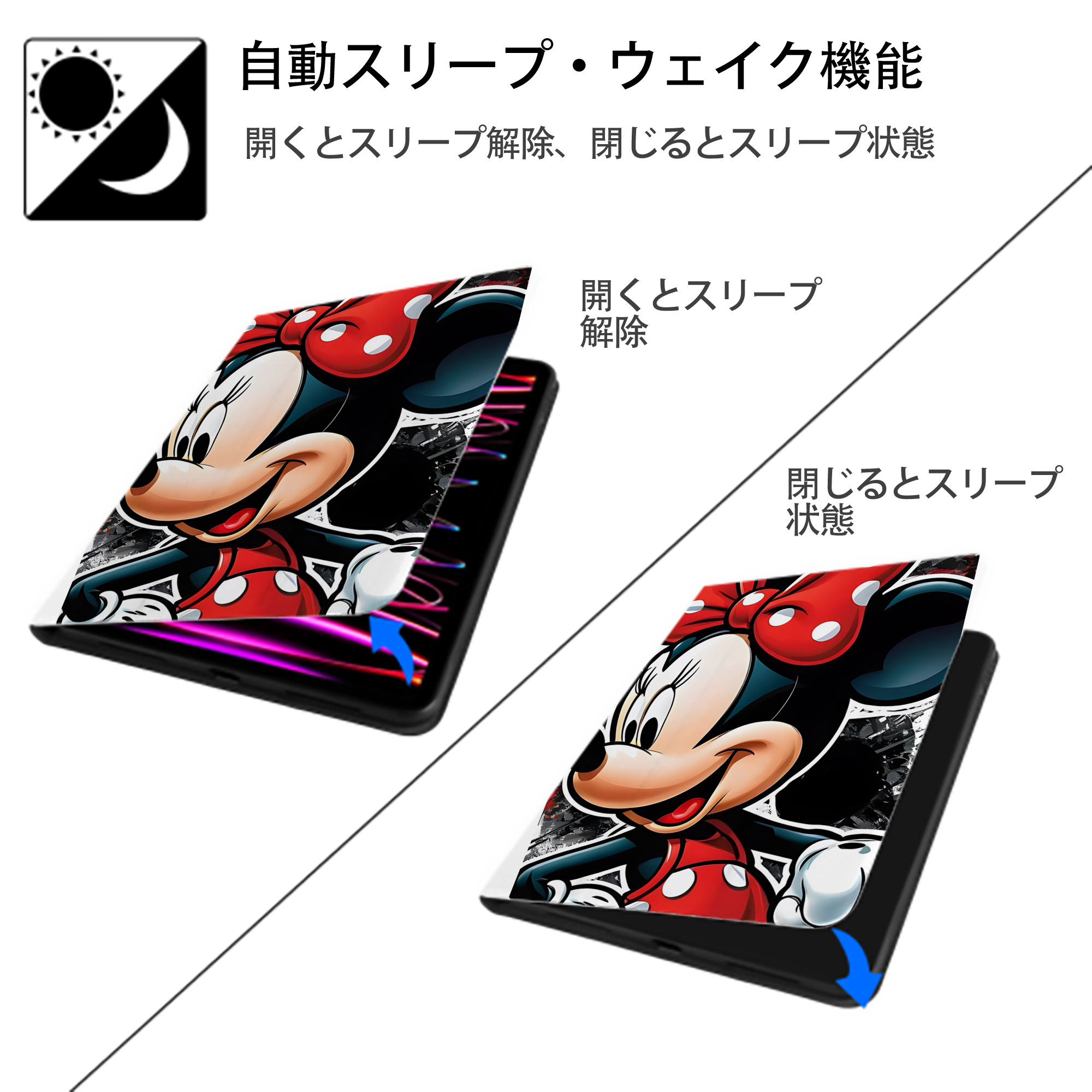 ミッキーマウス Mickey Mouse IPad ケース ペン収納付き 三つ折りスタンド PUレザー×シリコン 対応機種9.5/10.5/10.9インチ