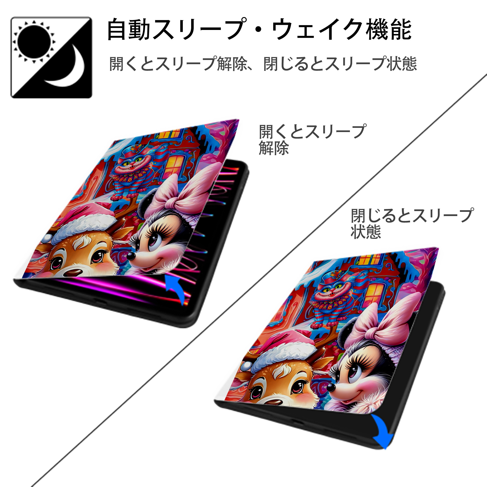 ミッキーマウス Mickey Mouse IPad ケース ペン収納付き 三つ折りスタンド PUレザー×シリコン 対応機種9.5/10.5/10.9インチ